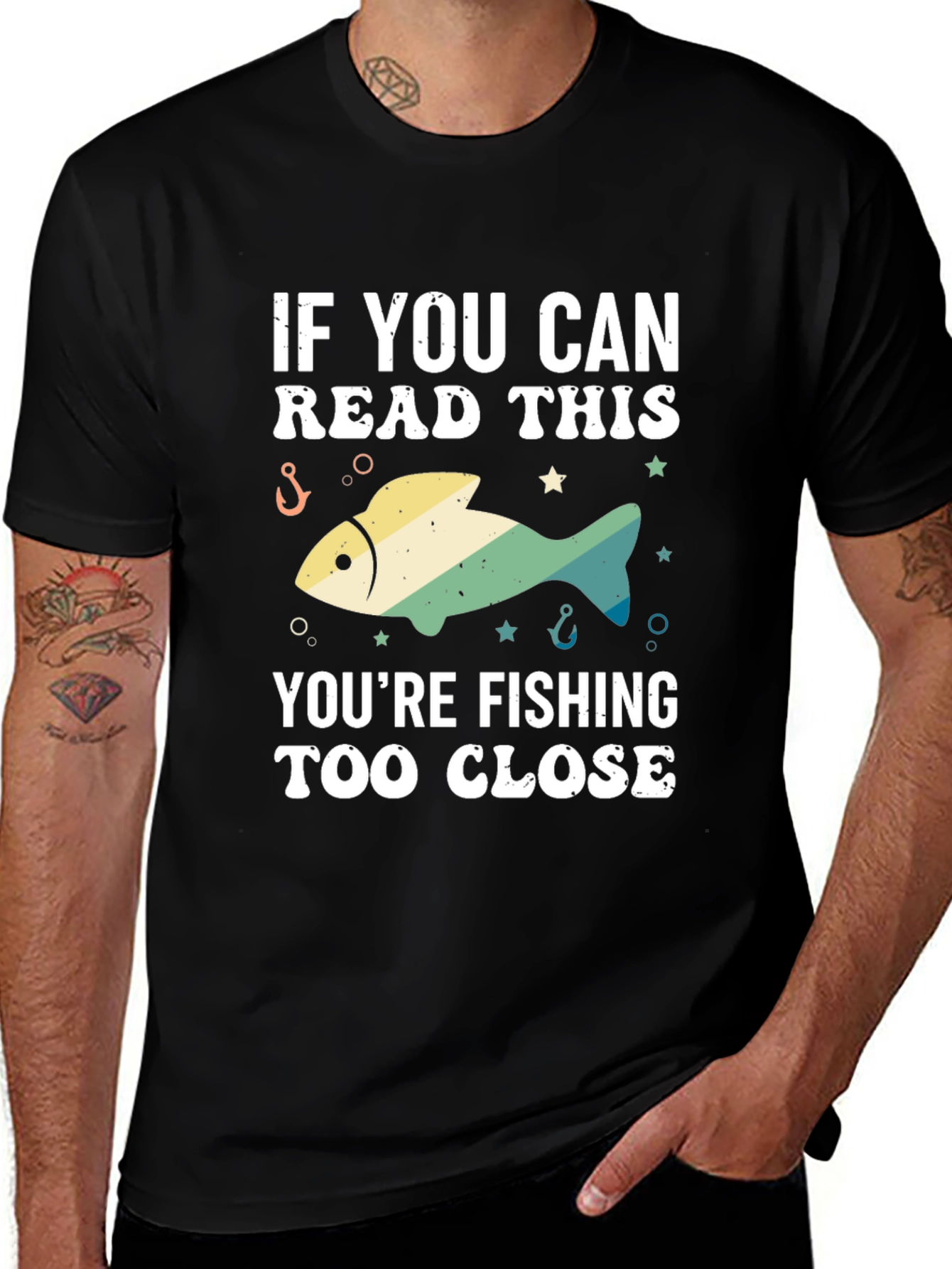 Variant 5 of Fishing Humor T-Shirt: Read This, You're Too Close