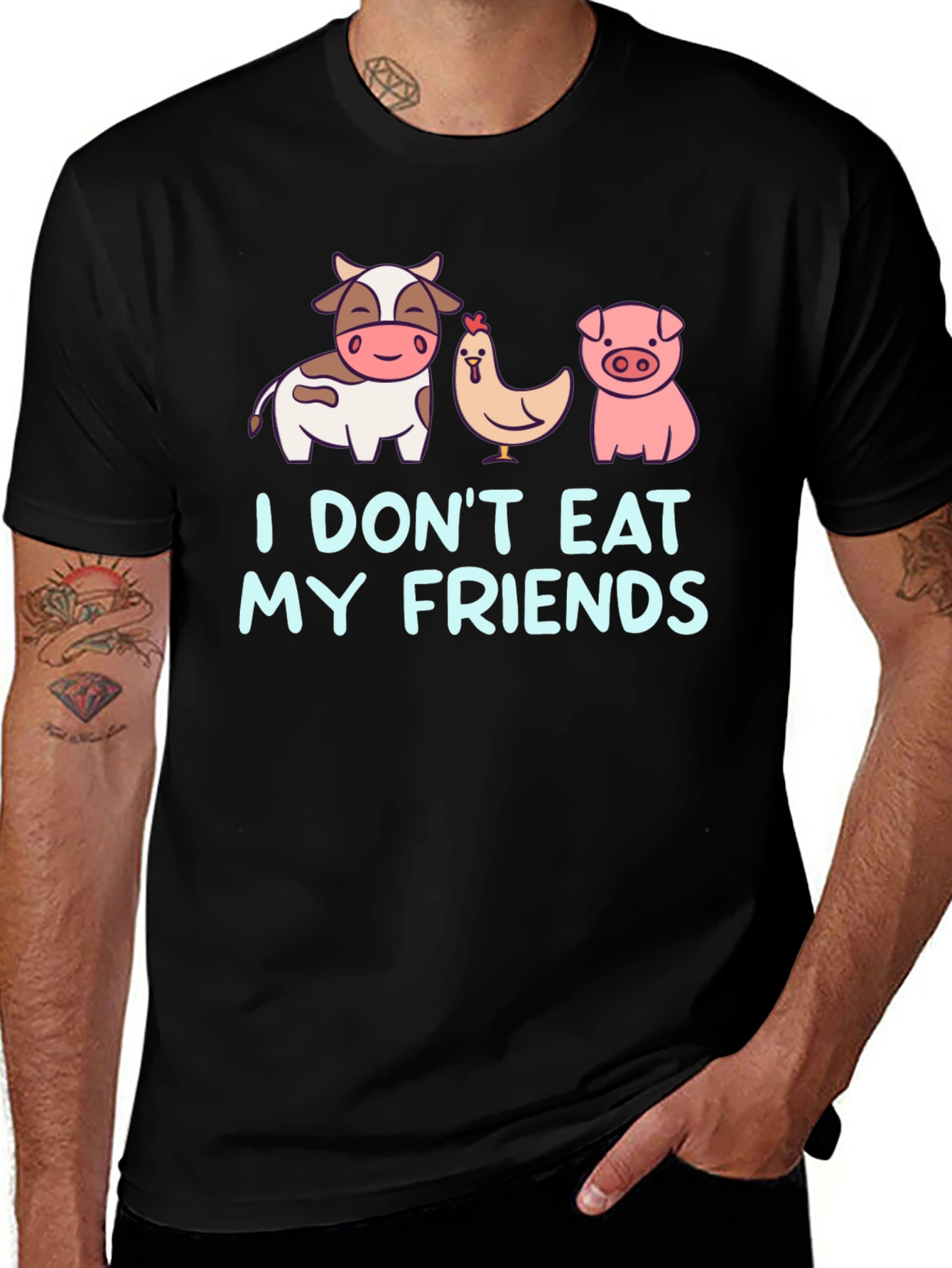 Vegan 'Don't Eat My Friends' Black T-Shirt