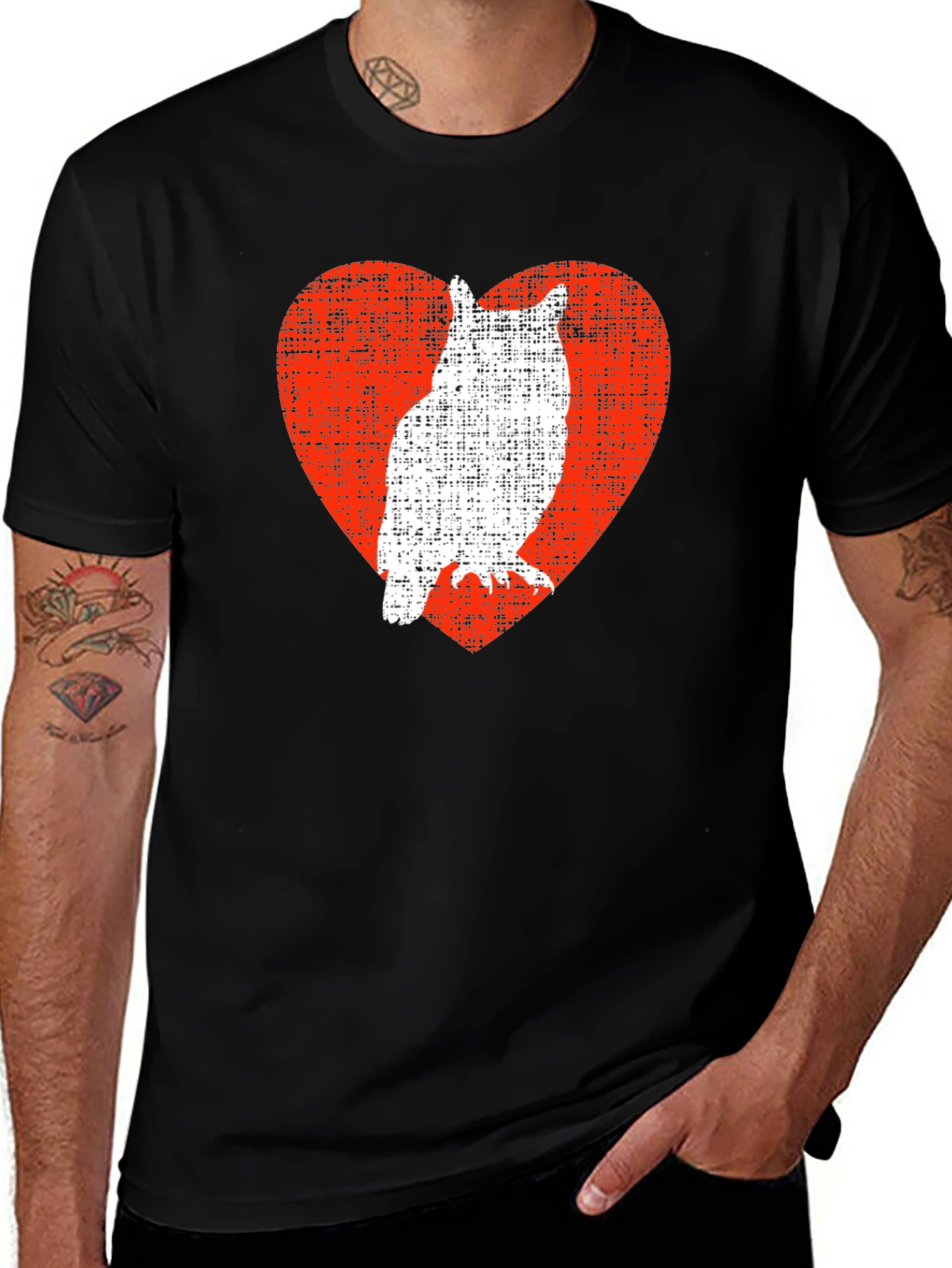 Variant 21 of Owl Heart Graphic Tee - Men's Short Sleeve Crew Neck T-Shirt