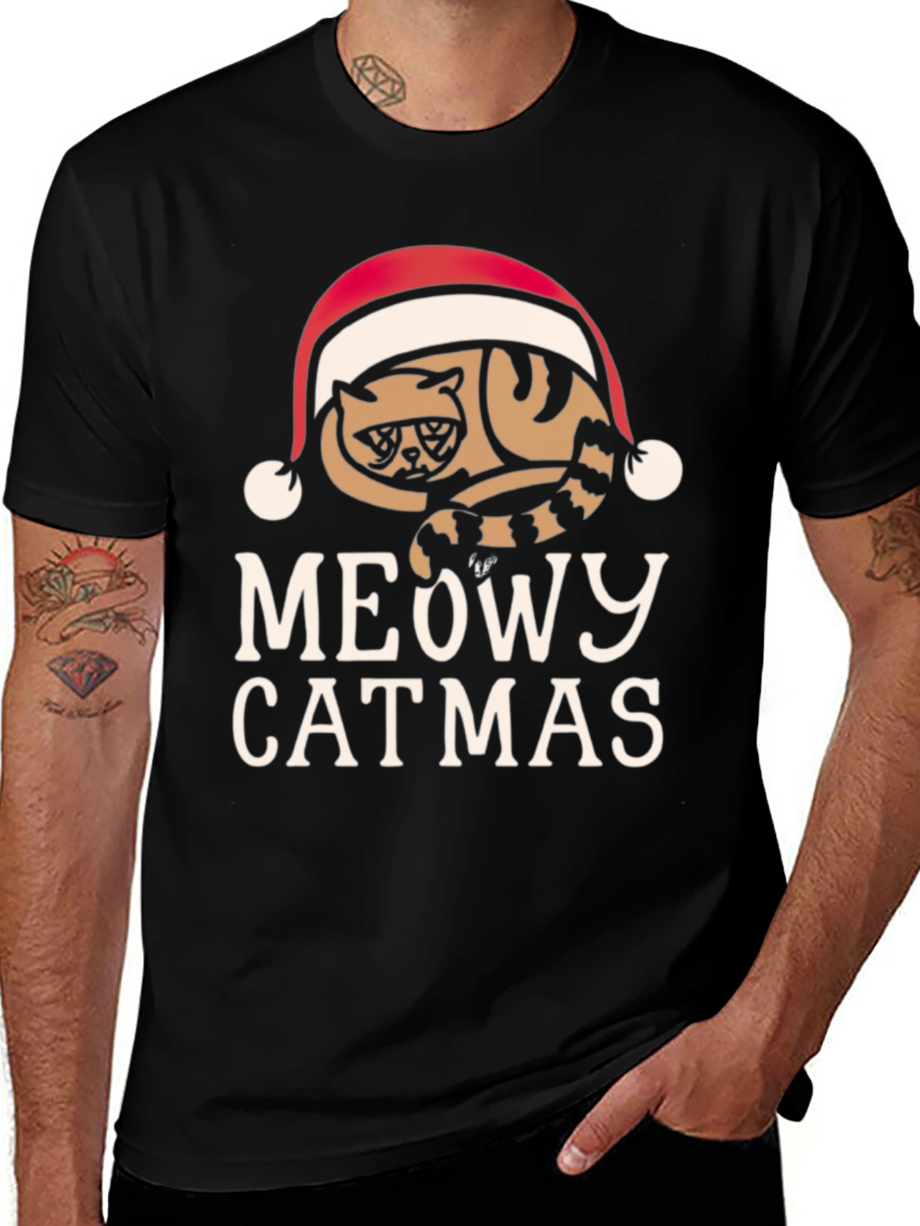 Meowy Catmas T-Shirt - Holiday Cat Lover Tee