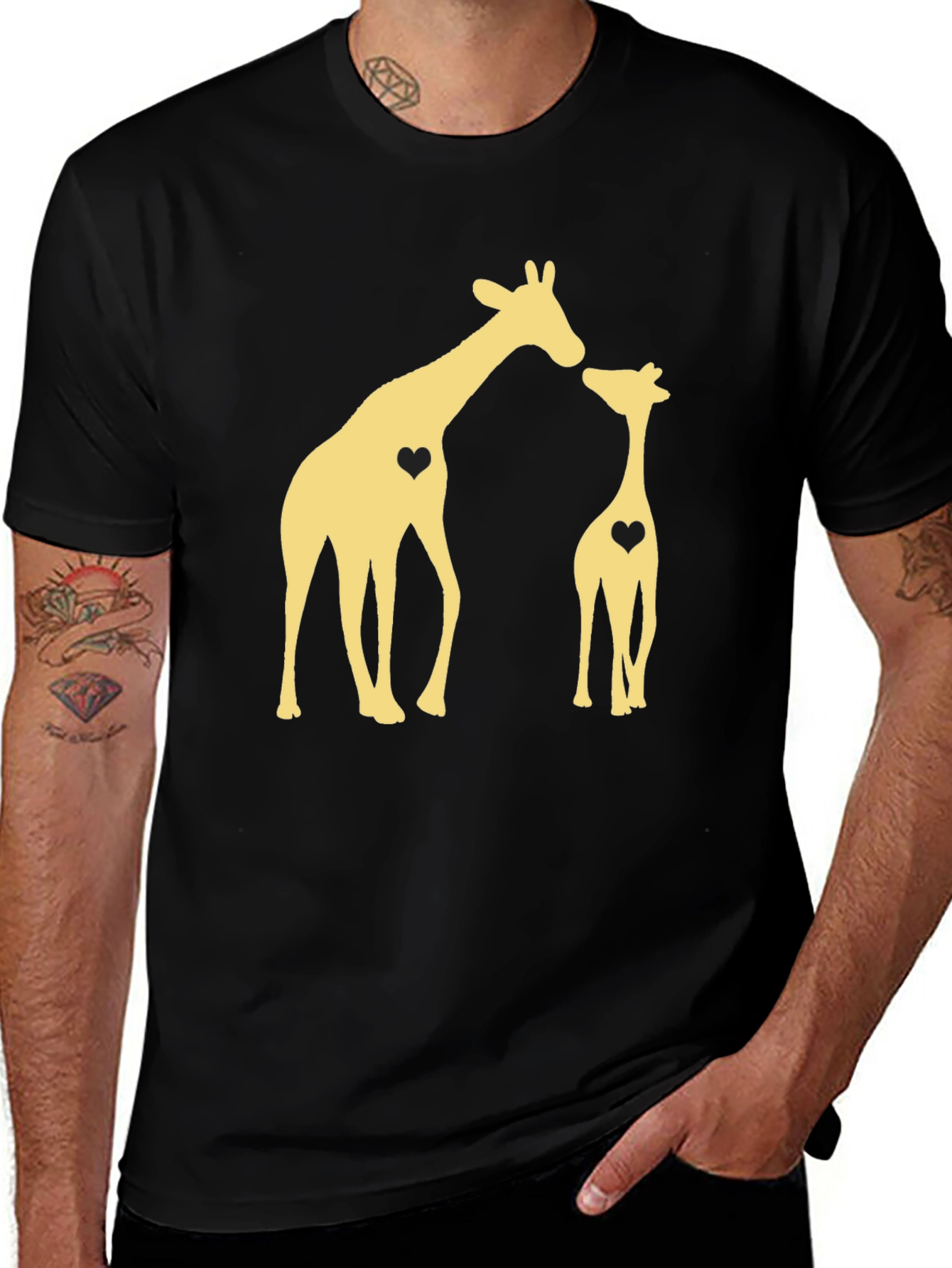 Variant 28 of Giraffe Love: Black Graphic Tee