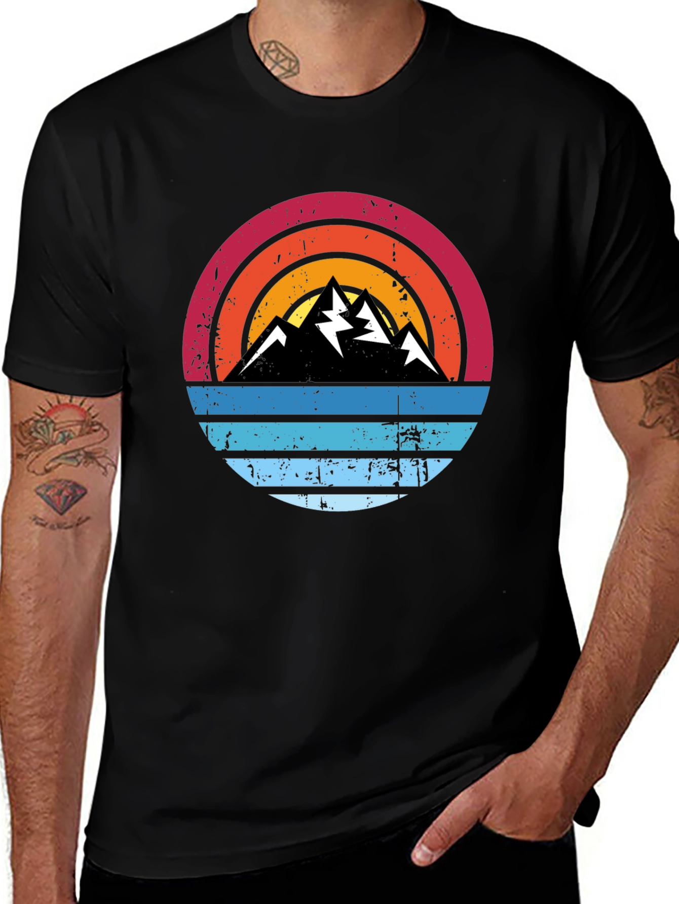 Variant 20 of Retro Mountain Graphic Tee - Vintage Style Comfort