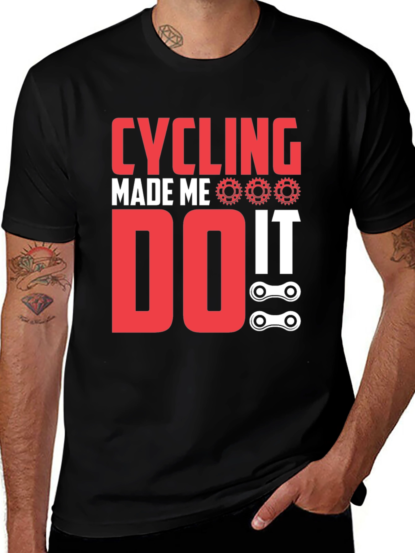 Variant 3 of Cycling Made Me Do It Black Graphic T-Shirt