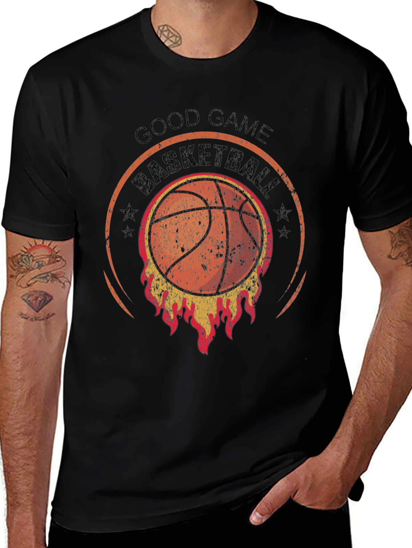 Variant 21 of Good Game Basketball T-Shirt - Flaming Design