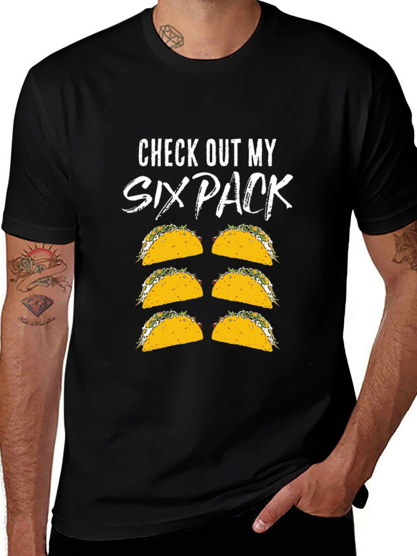 Black Funny Six Pack Taco Graphic T-Shirt main image