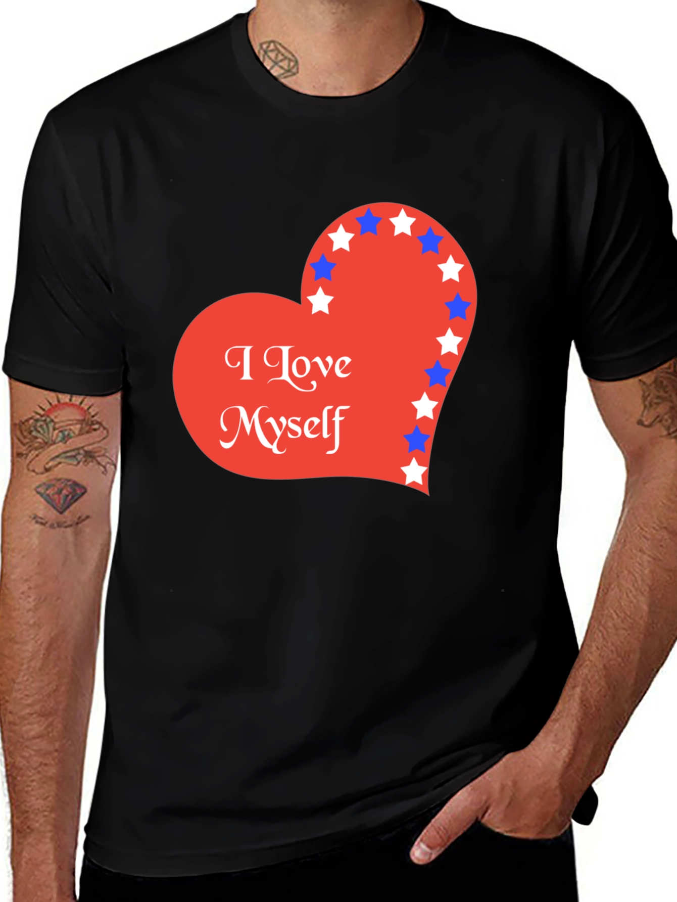 Black I Love Myself Heart Graphic Tee main image