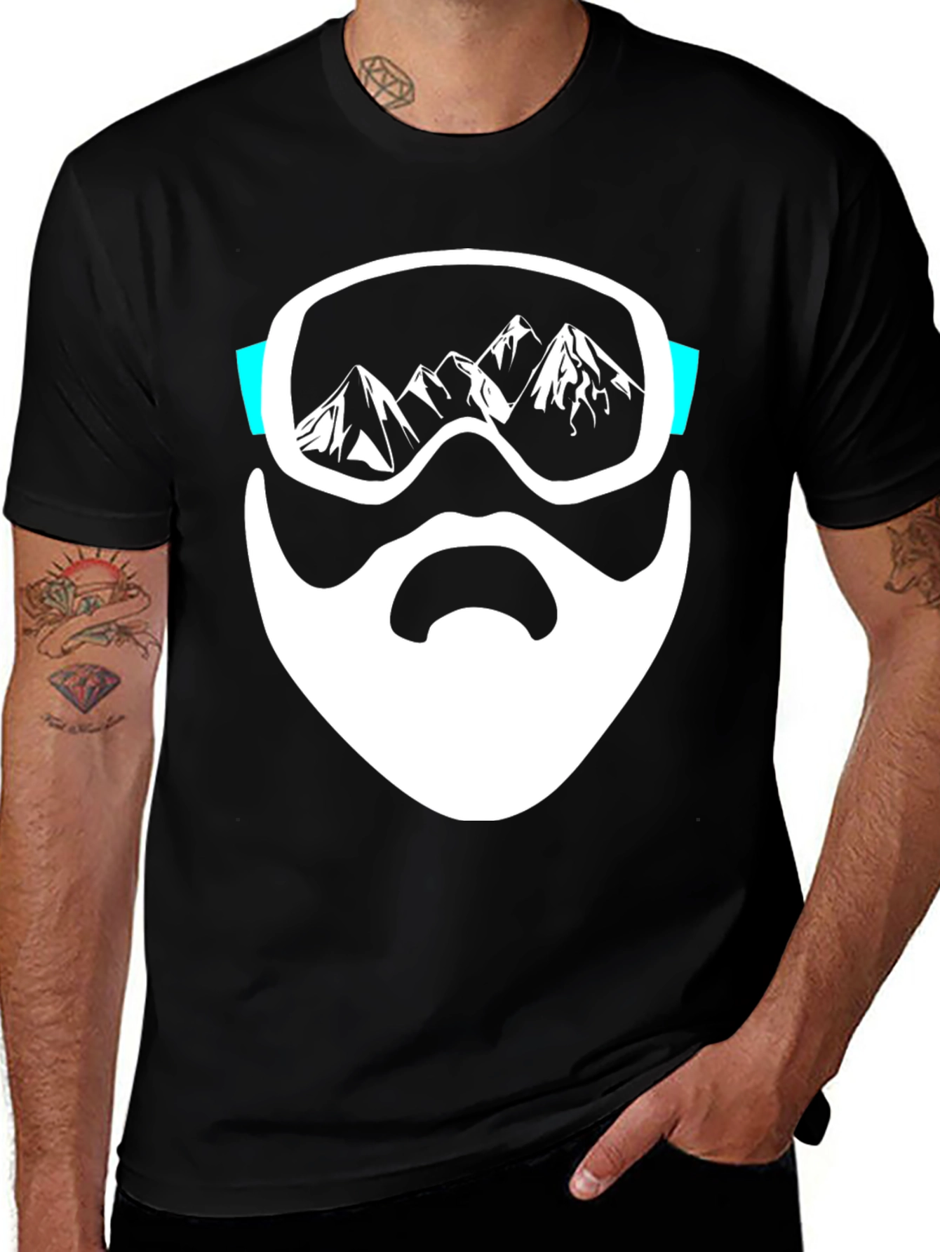 Variant 24 of Cool Black Graphic Tee - Ski Beard