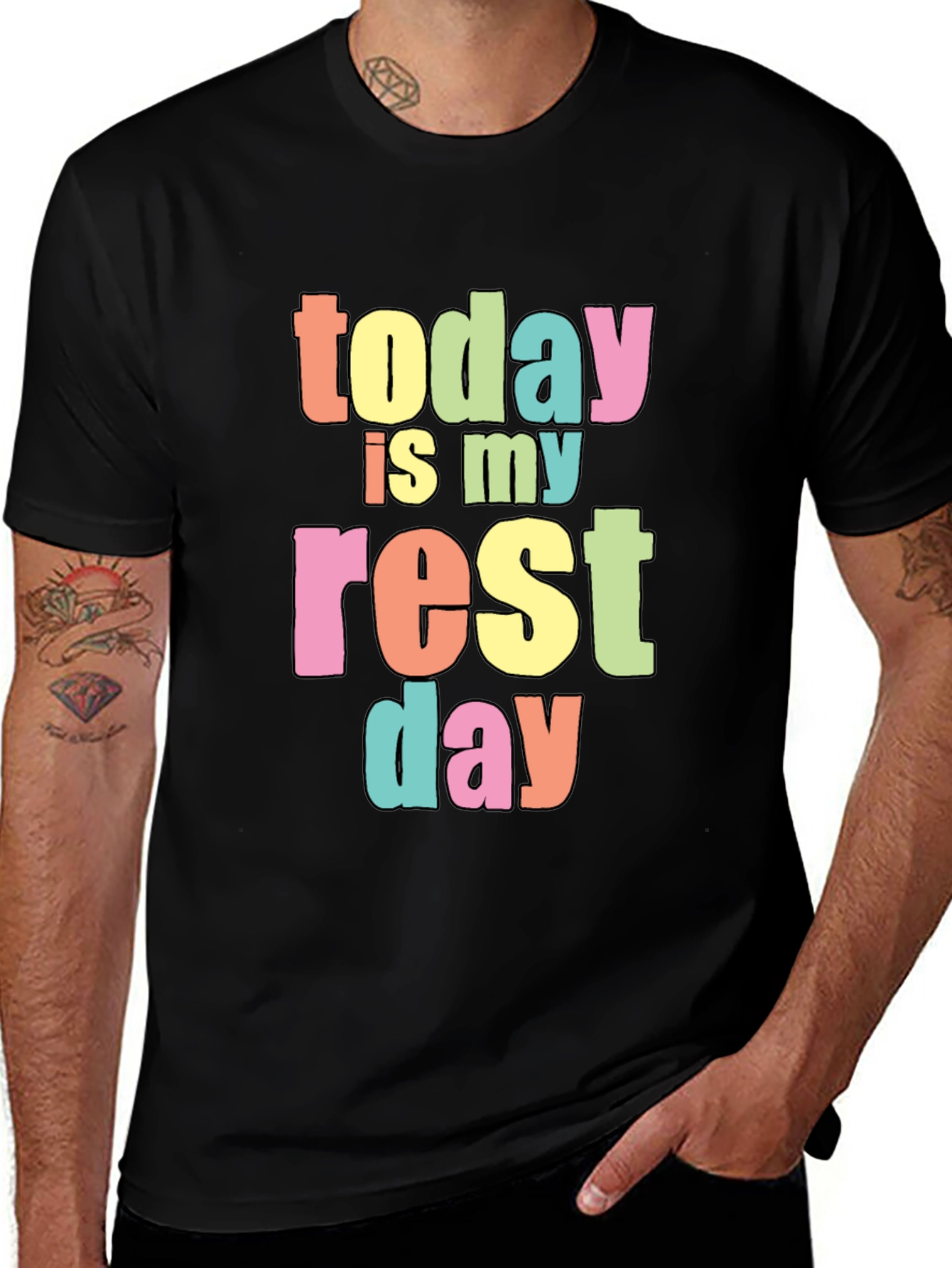 Variant 28 of Today Is My Rest Day Black Cotton T-Shirt