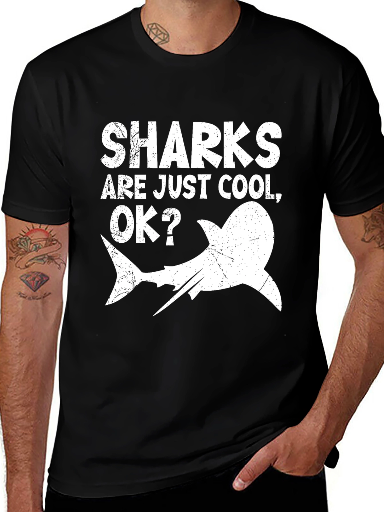 Variant 26 of Sharks Are Just Cool OK? Men's Graphic T-Shirt