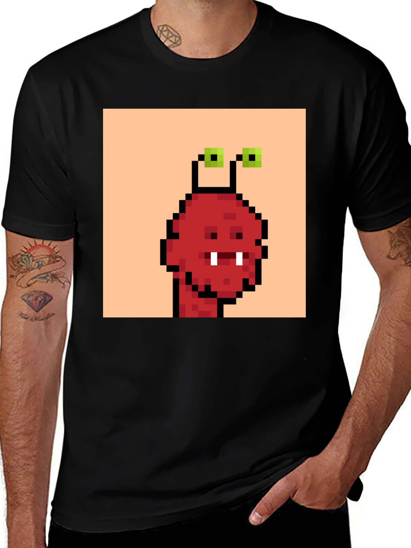 Variant 17 of Pixelated Red Creature Graphic T-Shirt