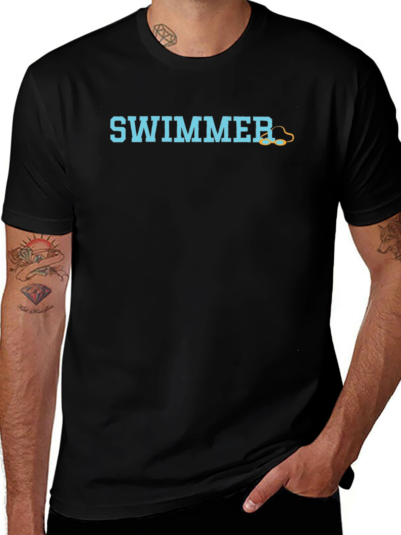 Swimmer Graphic Black T-Shirt