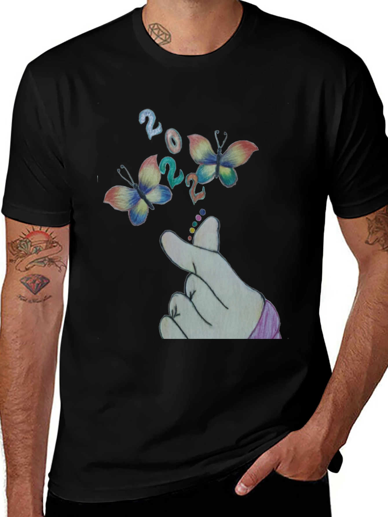 Variant 9 of Butterfly & Finger Heart T-Shirt