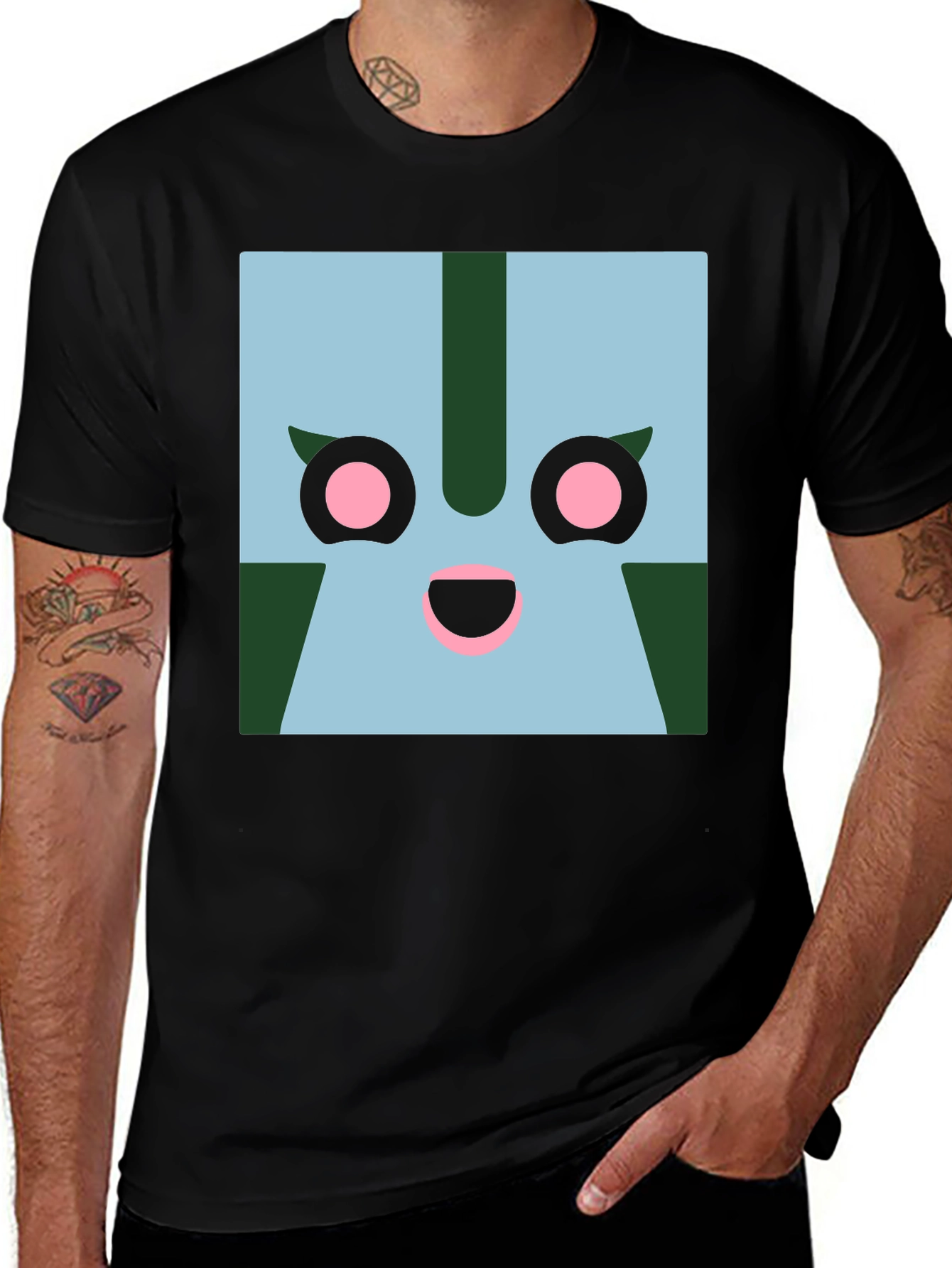 Variant 9 of Geometric Character Graphic Tee - Black