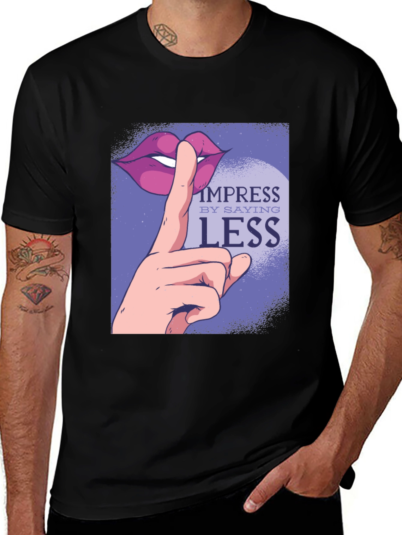 Variant 28 of Impress By Saying Less Graphic Tee - Black