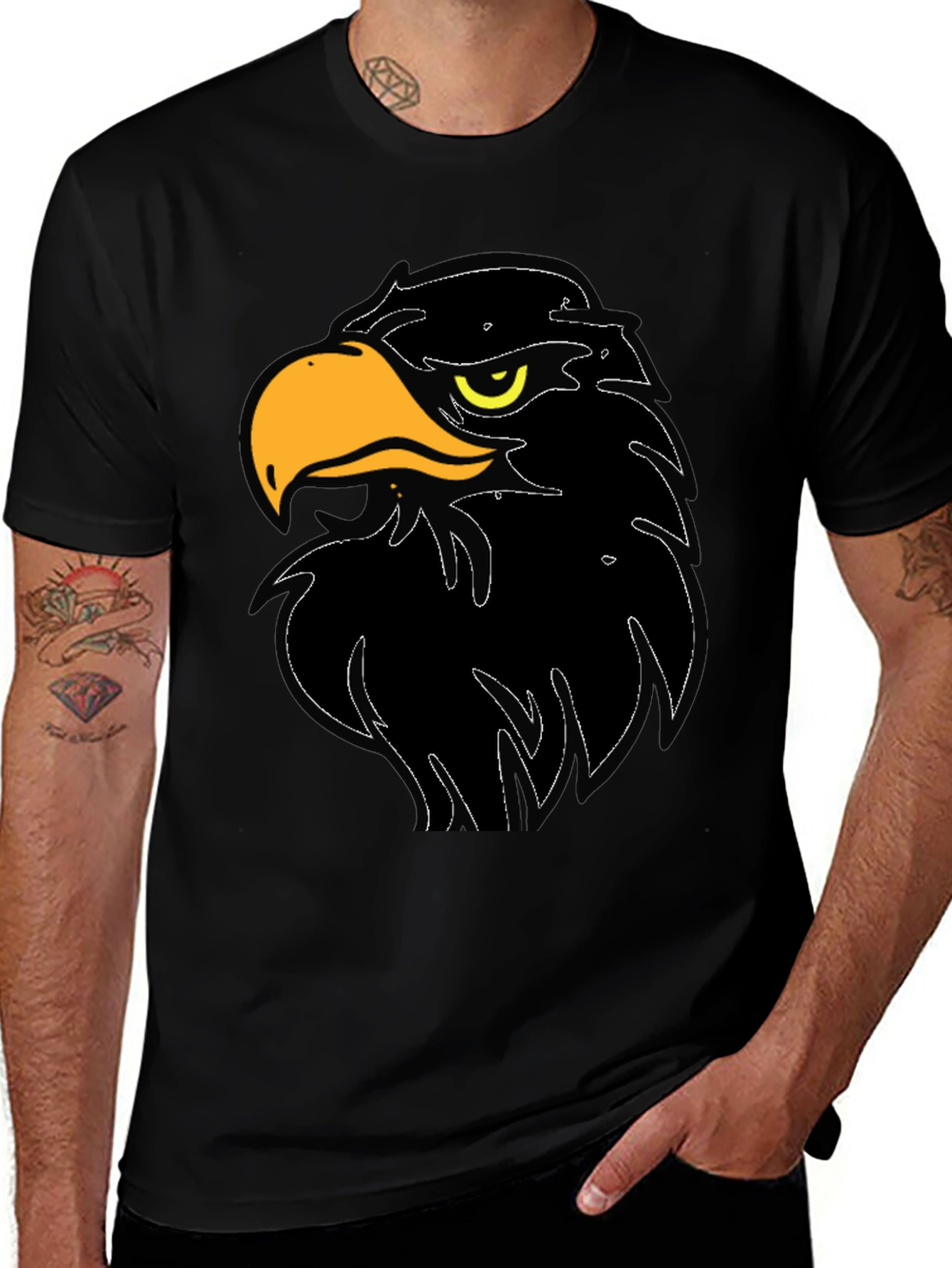 Variant 8 of Bold Eagle Graphic Tee - Black Cotton Blend