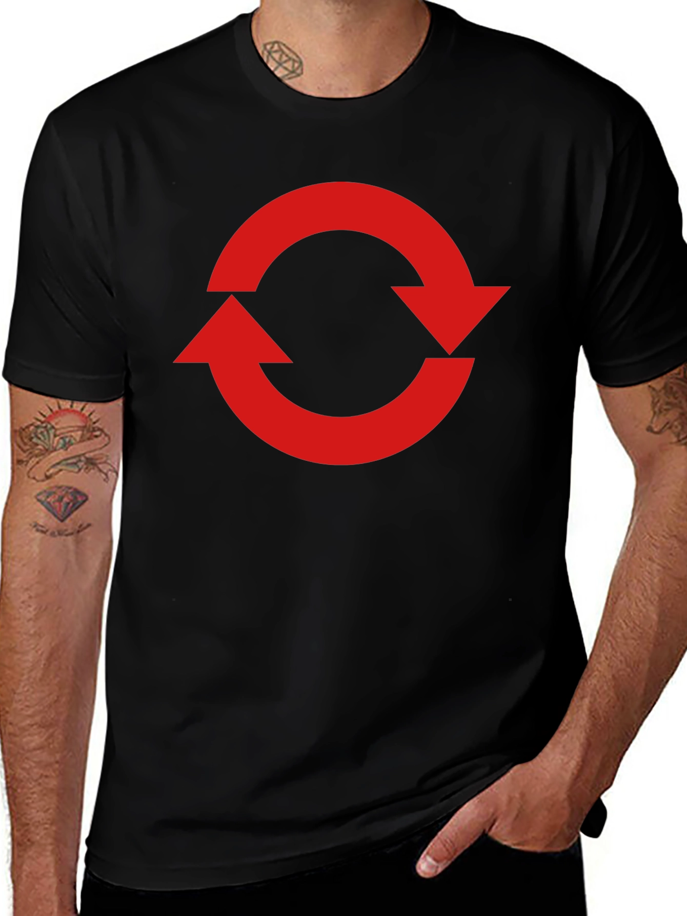 Recycle Arrow Graphic T-Shirt - Casual Black Tee