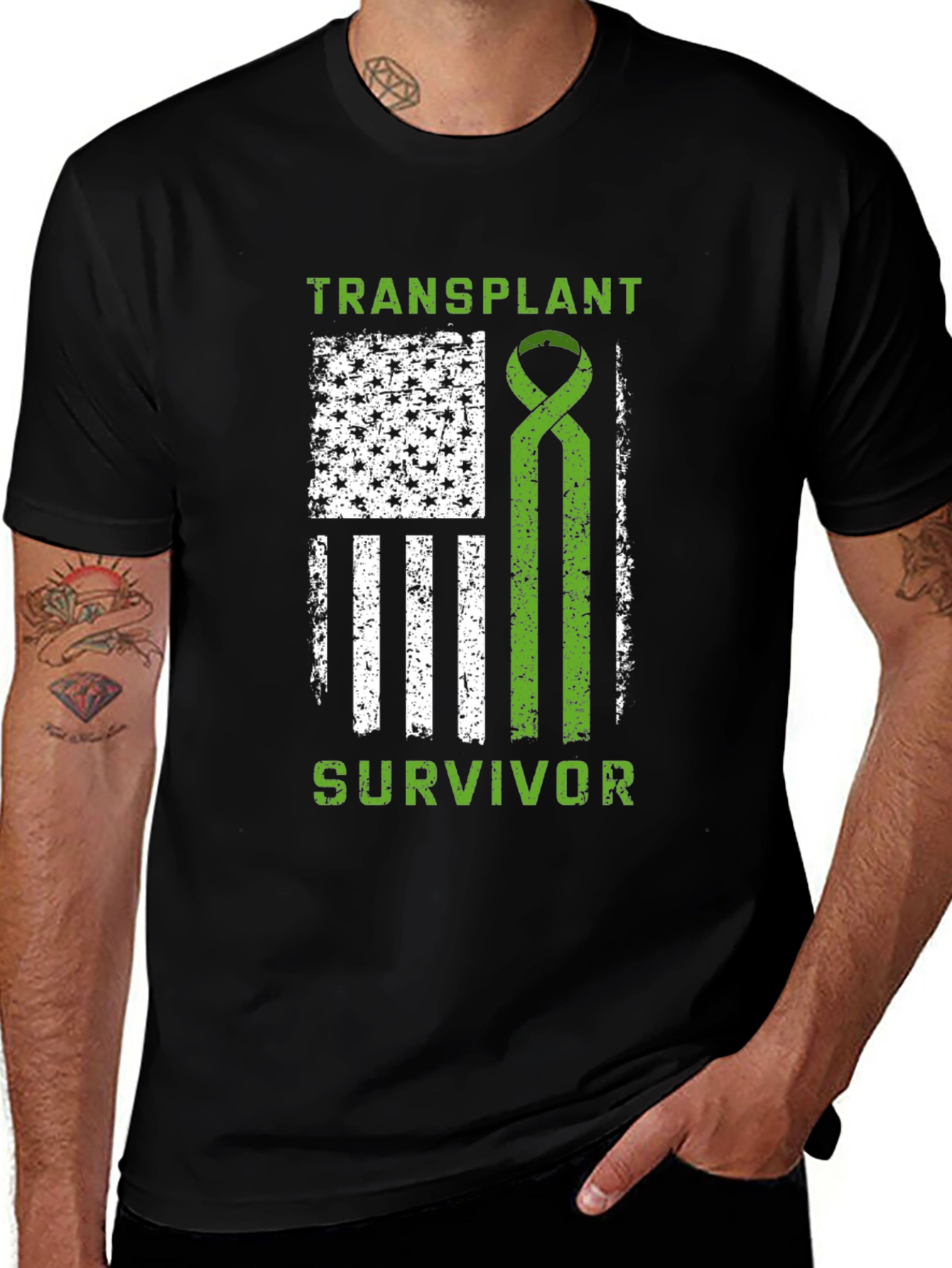 Transplant Survivor Ribbon Flag T-Shirt