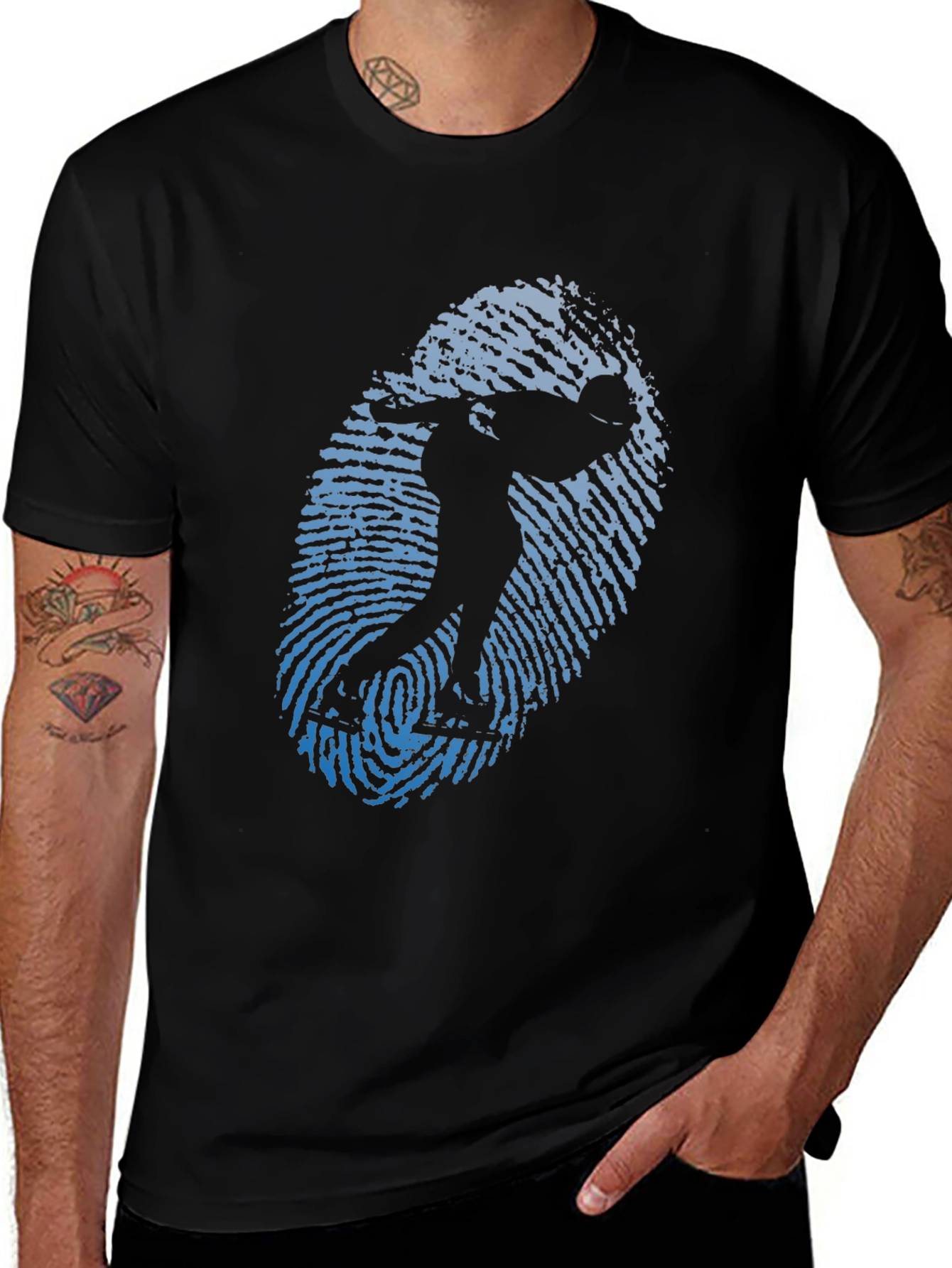 Variant 24 of Skater Fingerprint Graphic Tee - Black