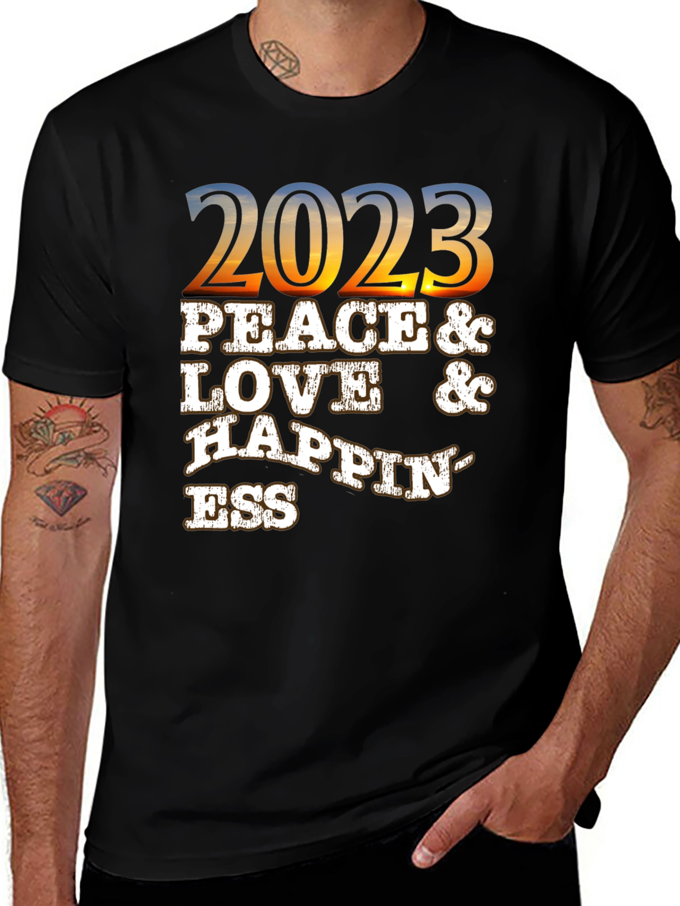 Variant 6 of Peace Love Happiness 2023 Graphic T-Shirt