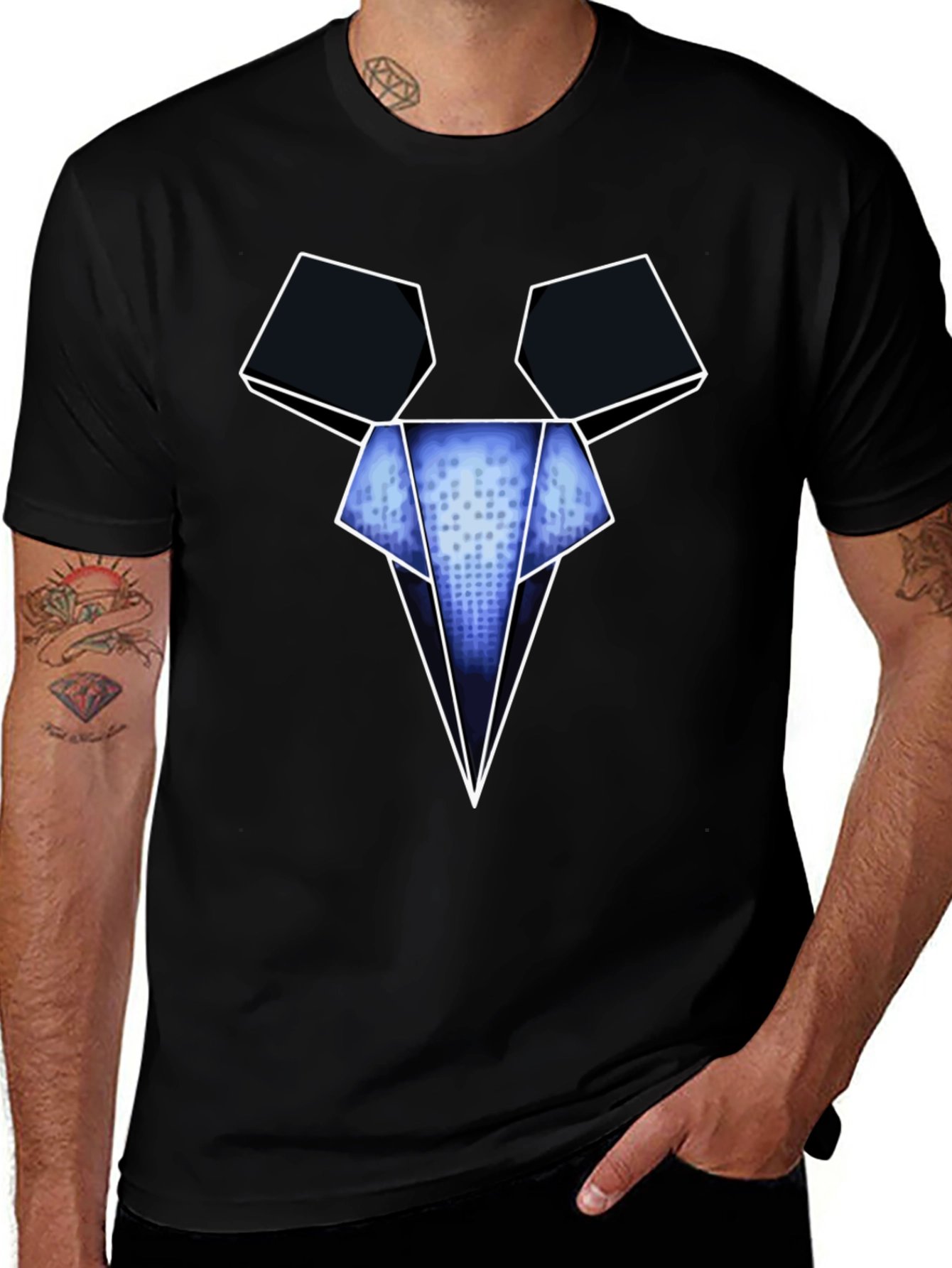 Variant 10 of Geometric Mouse Head Graphic Tee - Modern Design