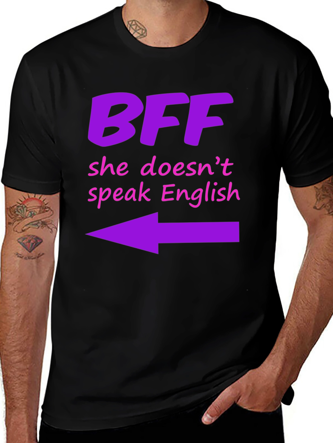 Variant 23 of BFF She Doesn't Speak English Graphic T-Shirt