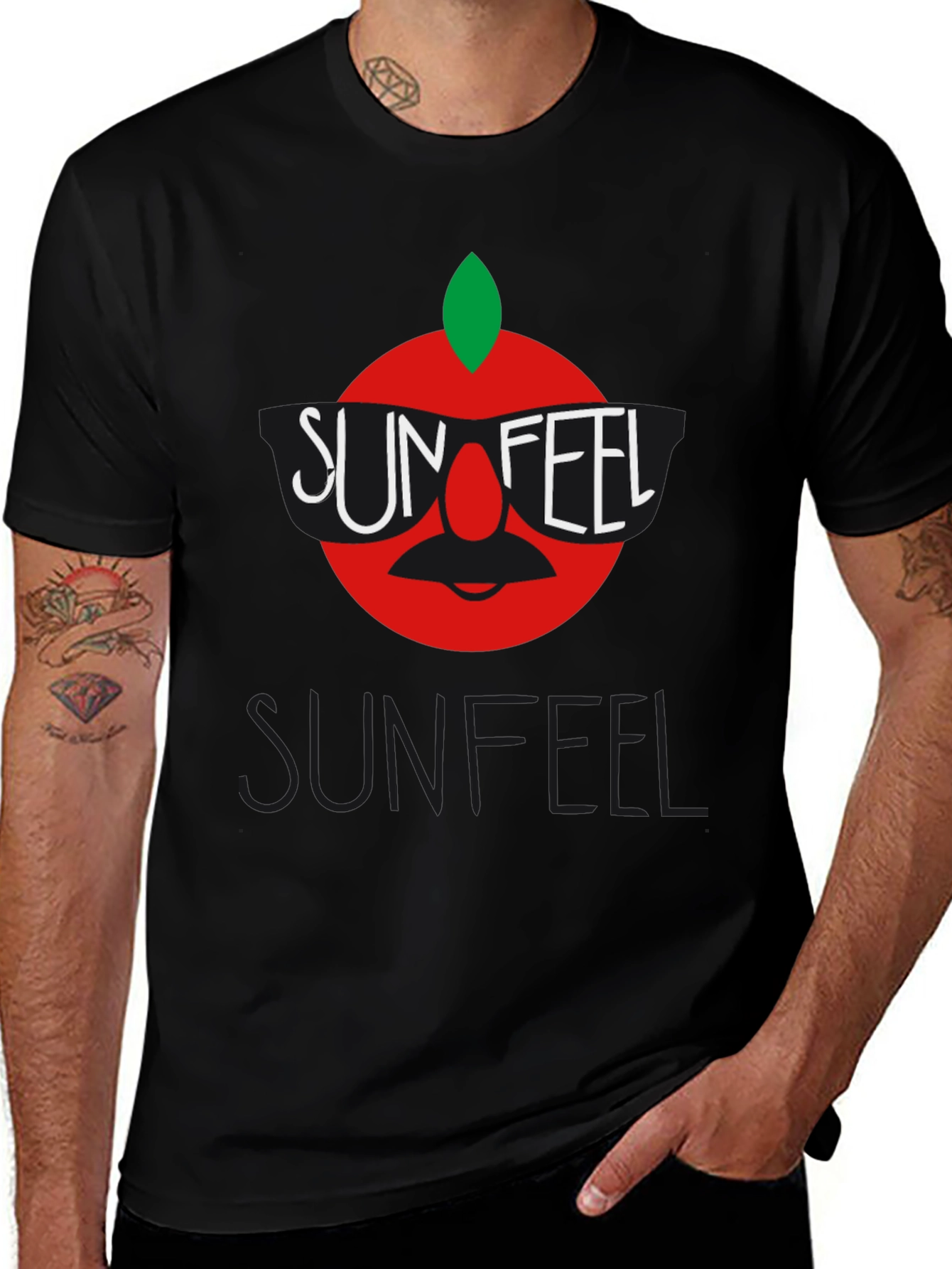 Variant 28 of Sunfeel Tomato Graphic Black T-Shirt