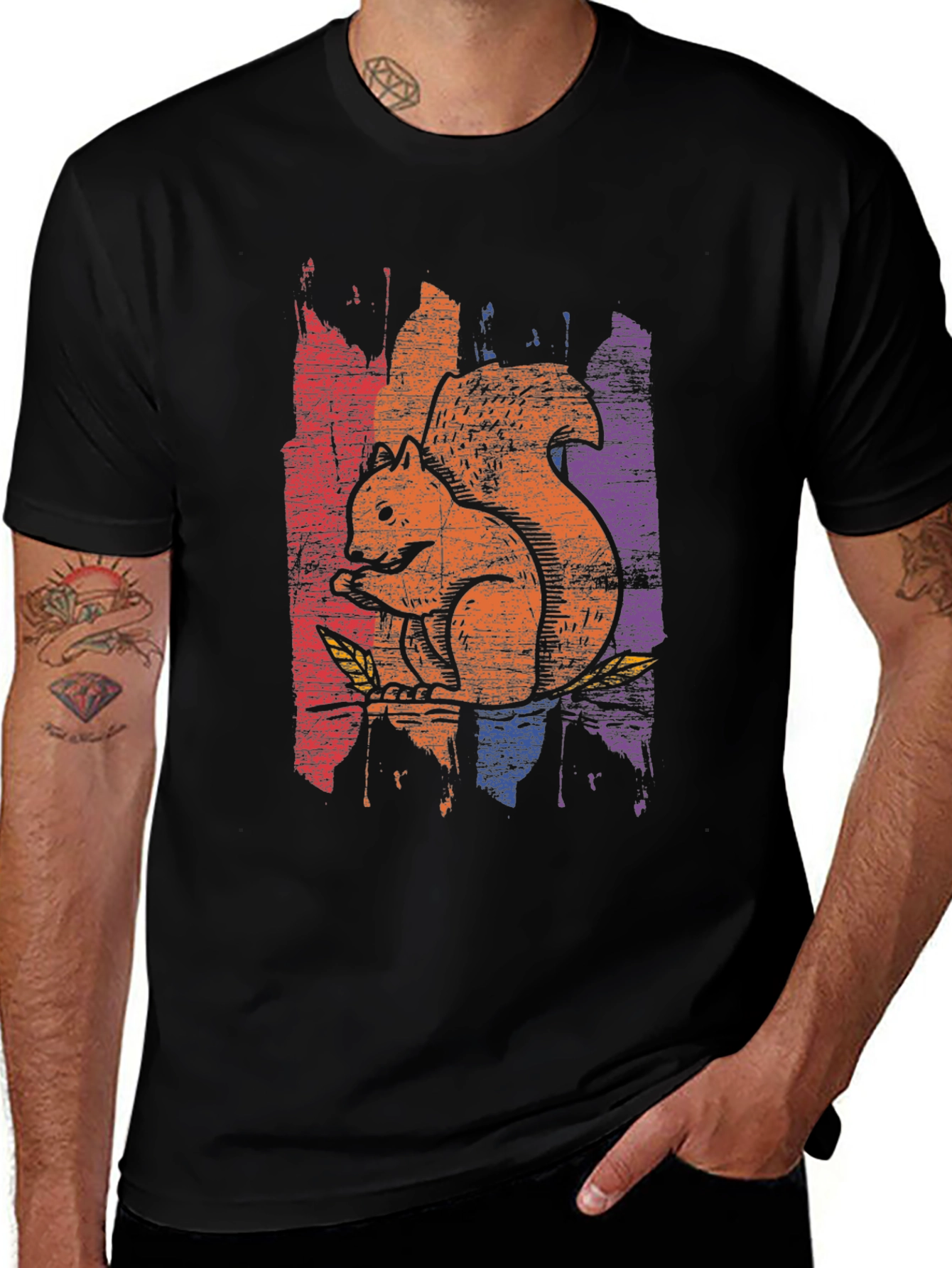 Variant 10 of Squirrel Graphic Tee - Distressed Print