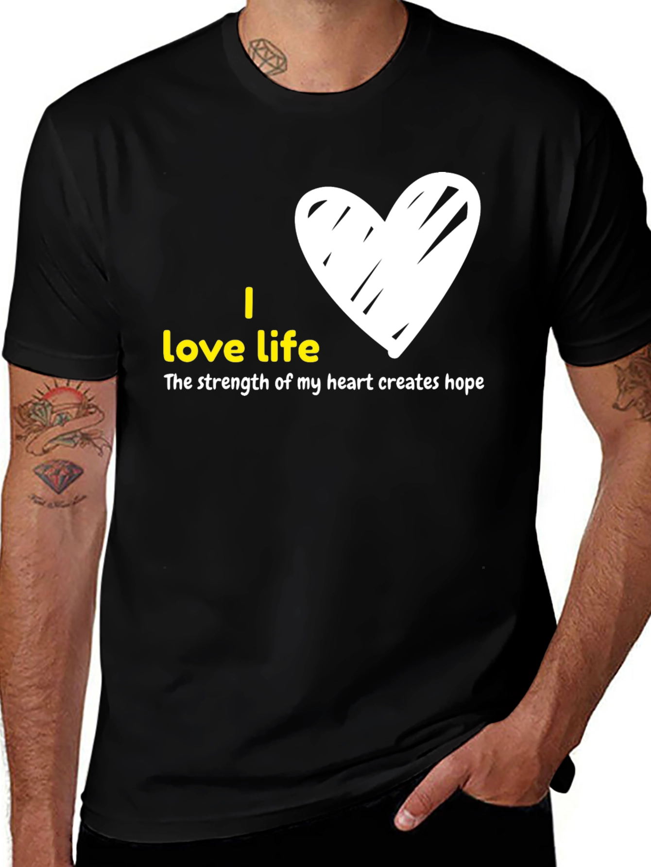 Variant 16 of I Love Life Graphic Tee - Heart Design