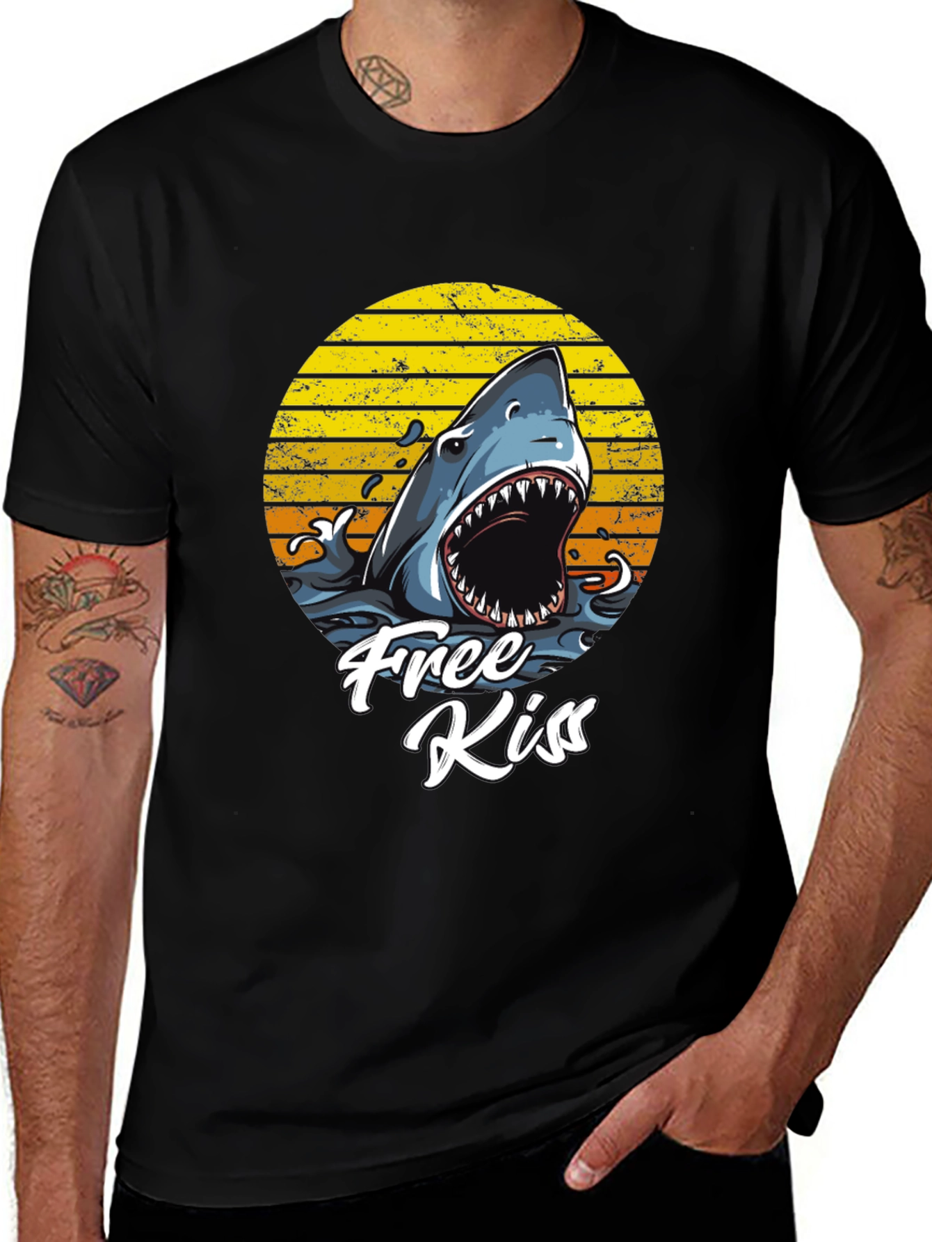 Variant 2 of Shark "Free Kiss" Graphic Tee - Unique Design, Bold Statement