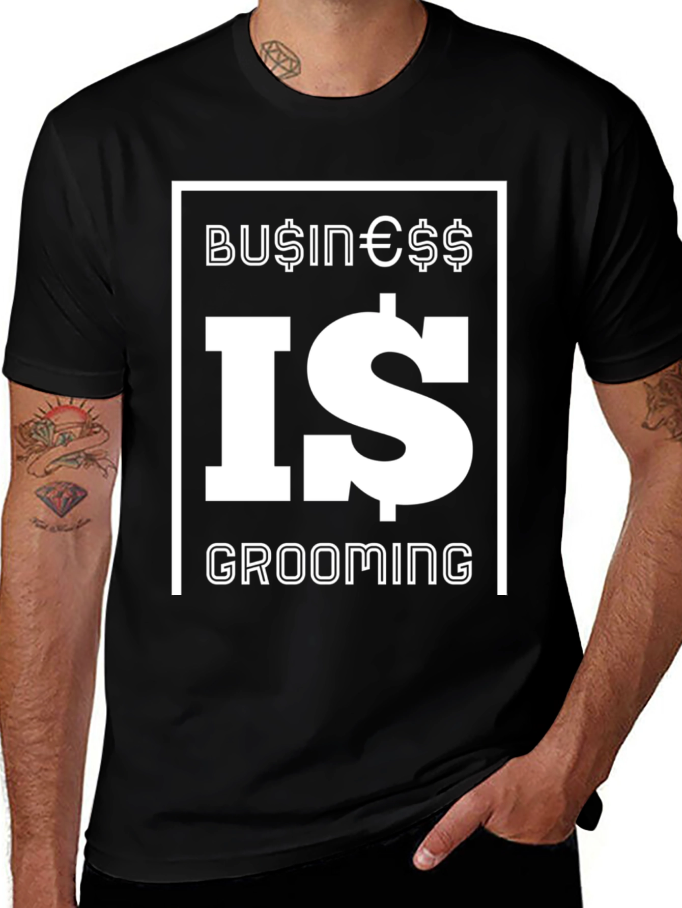 Variant 24 of Business Is Grooming T-Shirt - Black Graphic Tee
