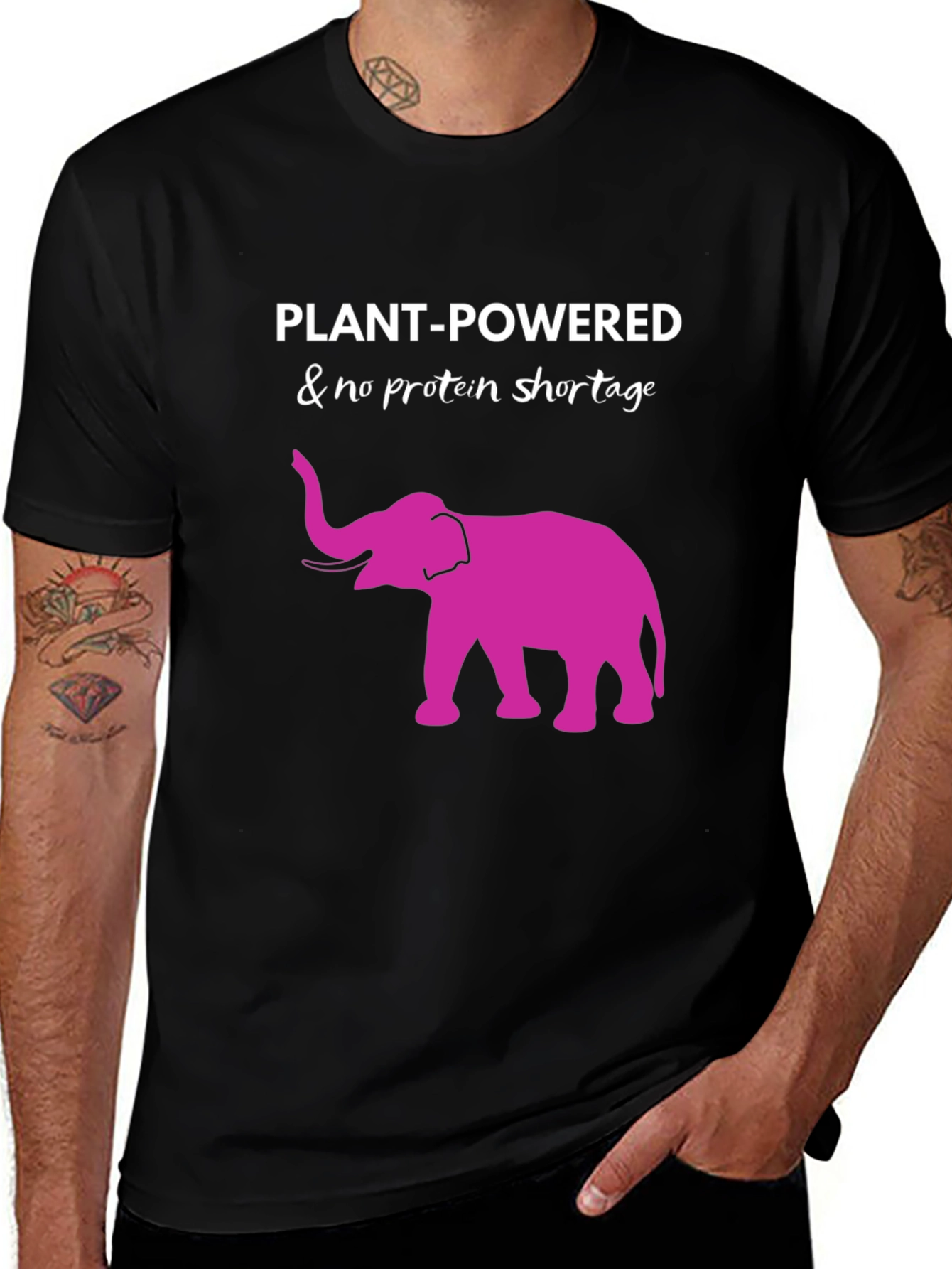 Variant 26 of Plant Powered Vegan Elephant T-Shirt