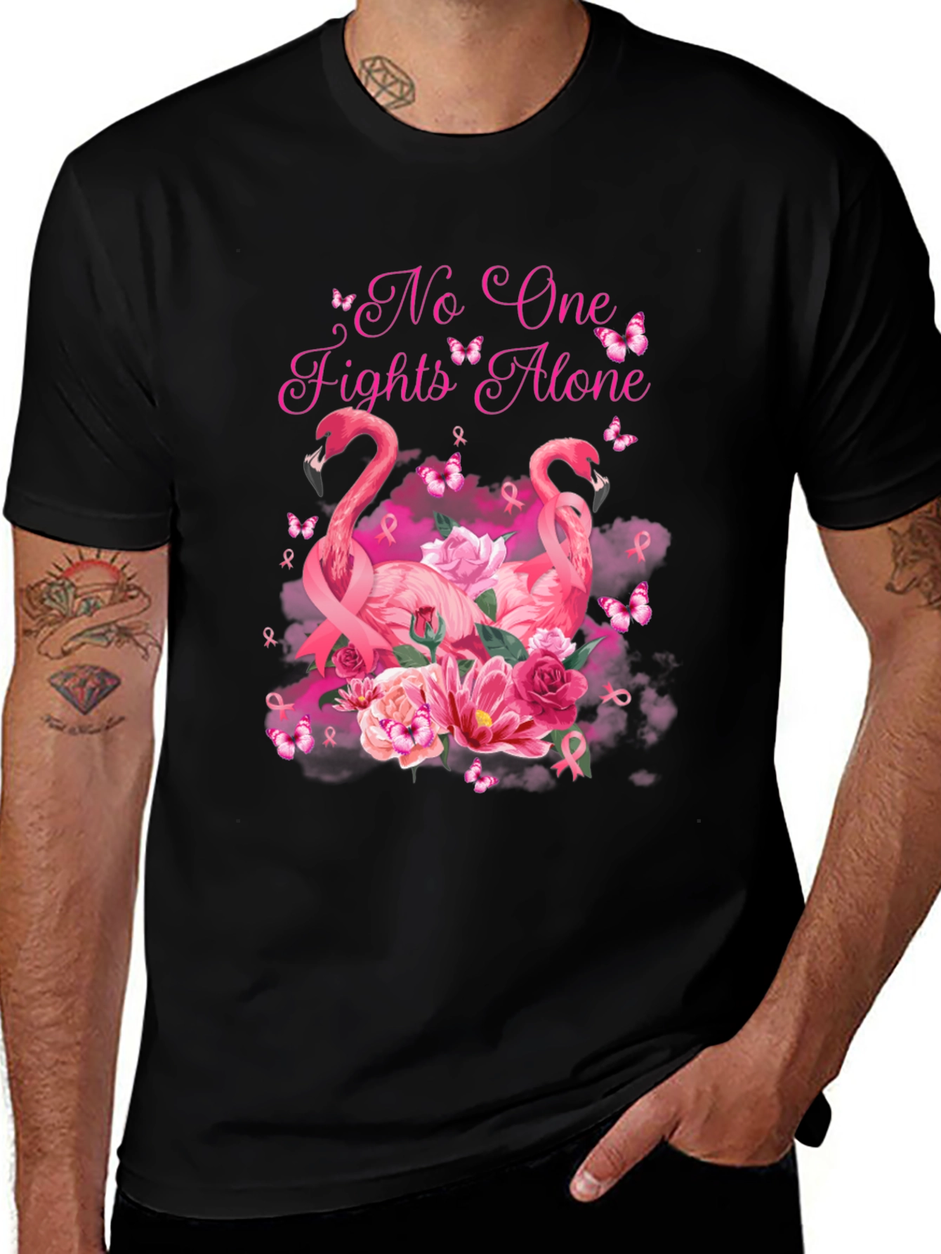 Variant 15 of Breast Cancer Awareness Flamingo T-Shirt
