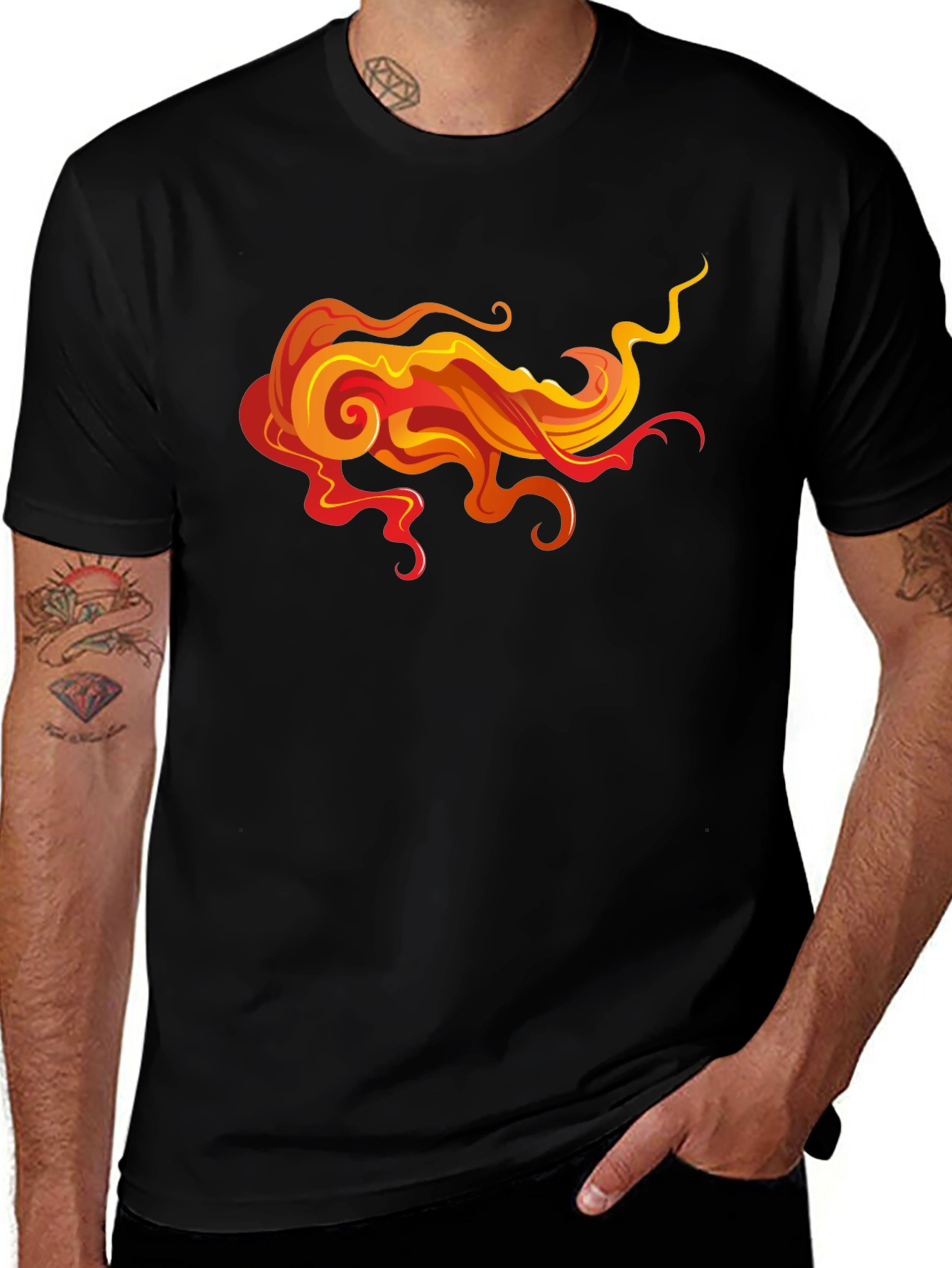 Variant 3 of Fiery Graphic Black T-Shirt - Bold Statement Piece