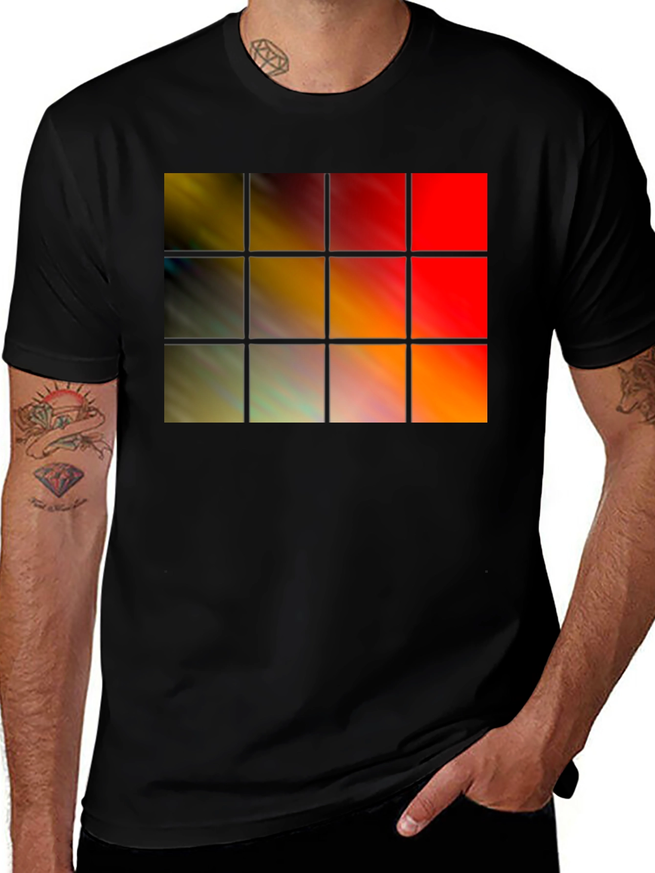 Variant 12 of Abstract Grid Graphic Tee - Modern Art Shirt