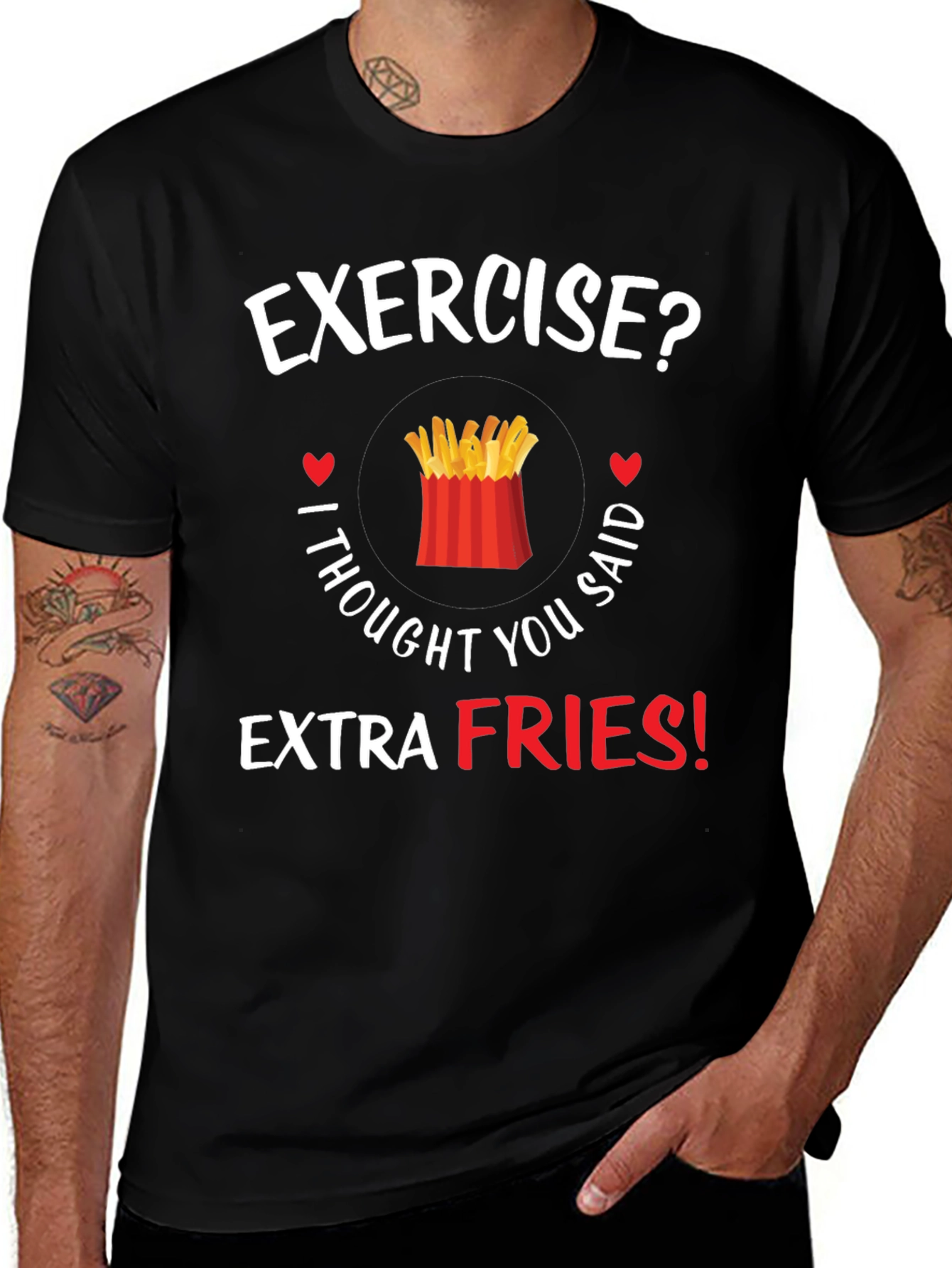 Variant 22 of Funny Exercise Extra Fries Graphic T-Shirt