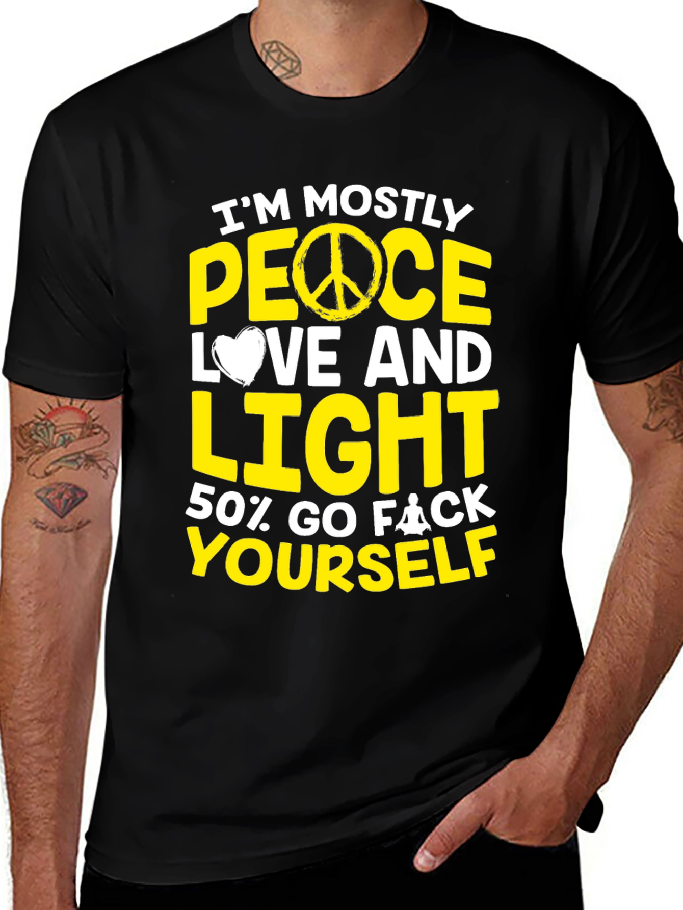 Variant 24 of Peace, Love, and Light Men's Graphic Tee