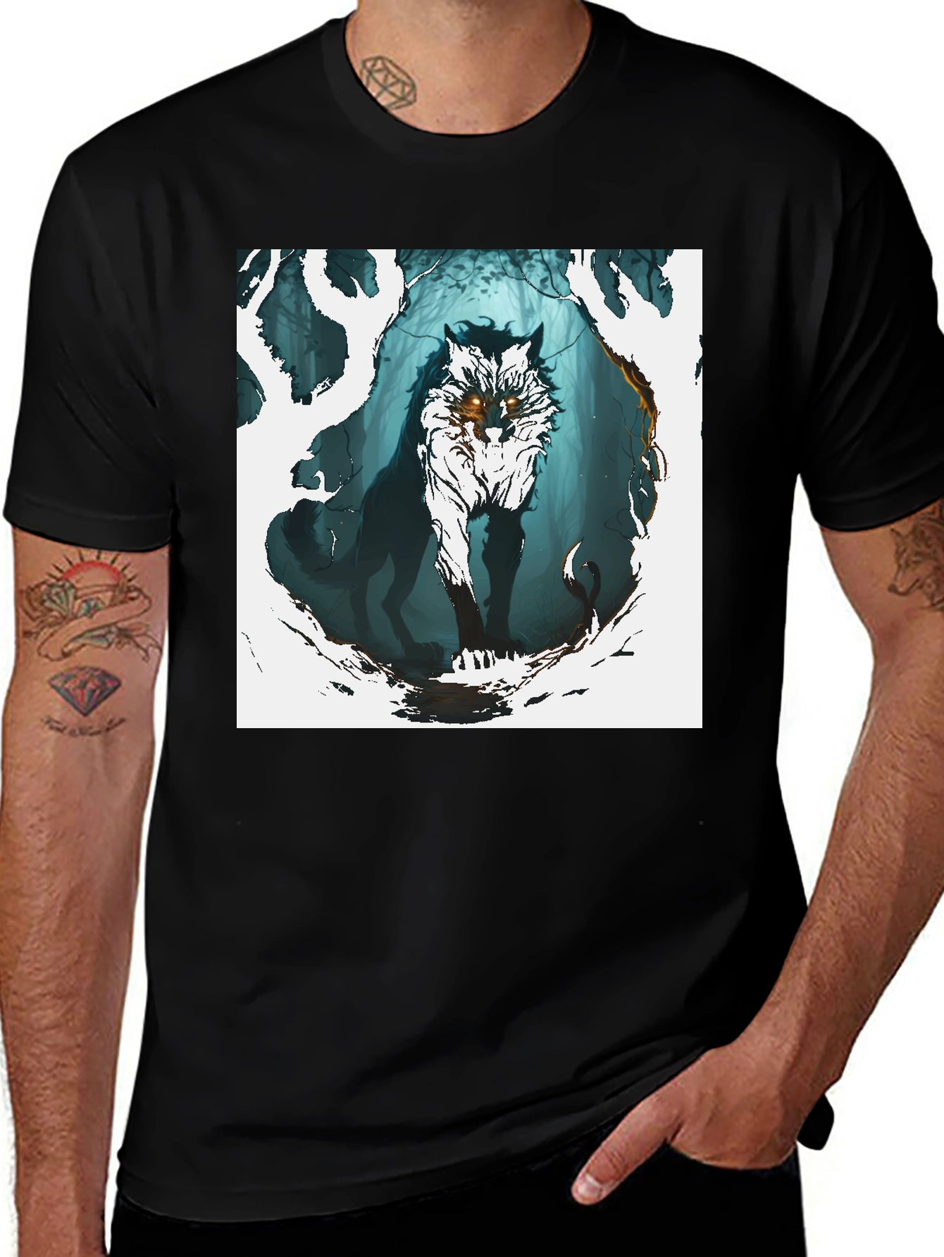 Variant 12 of Wolf in the Woods Graphic Tee - Black