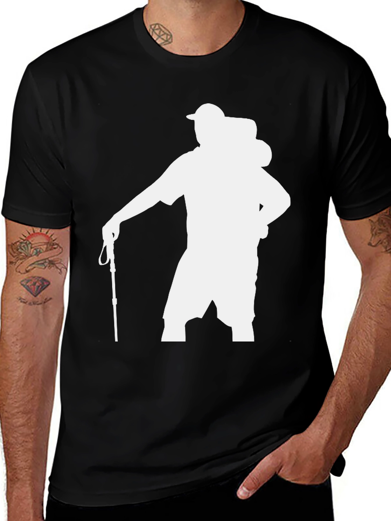 Hiker Silhouette Graphic T-Shirt - Black