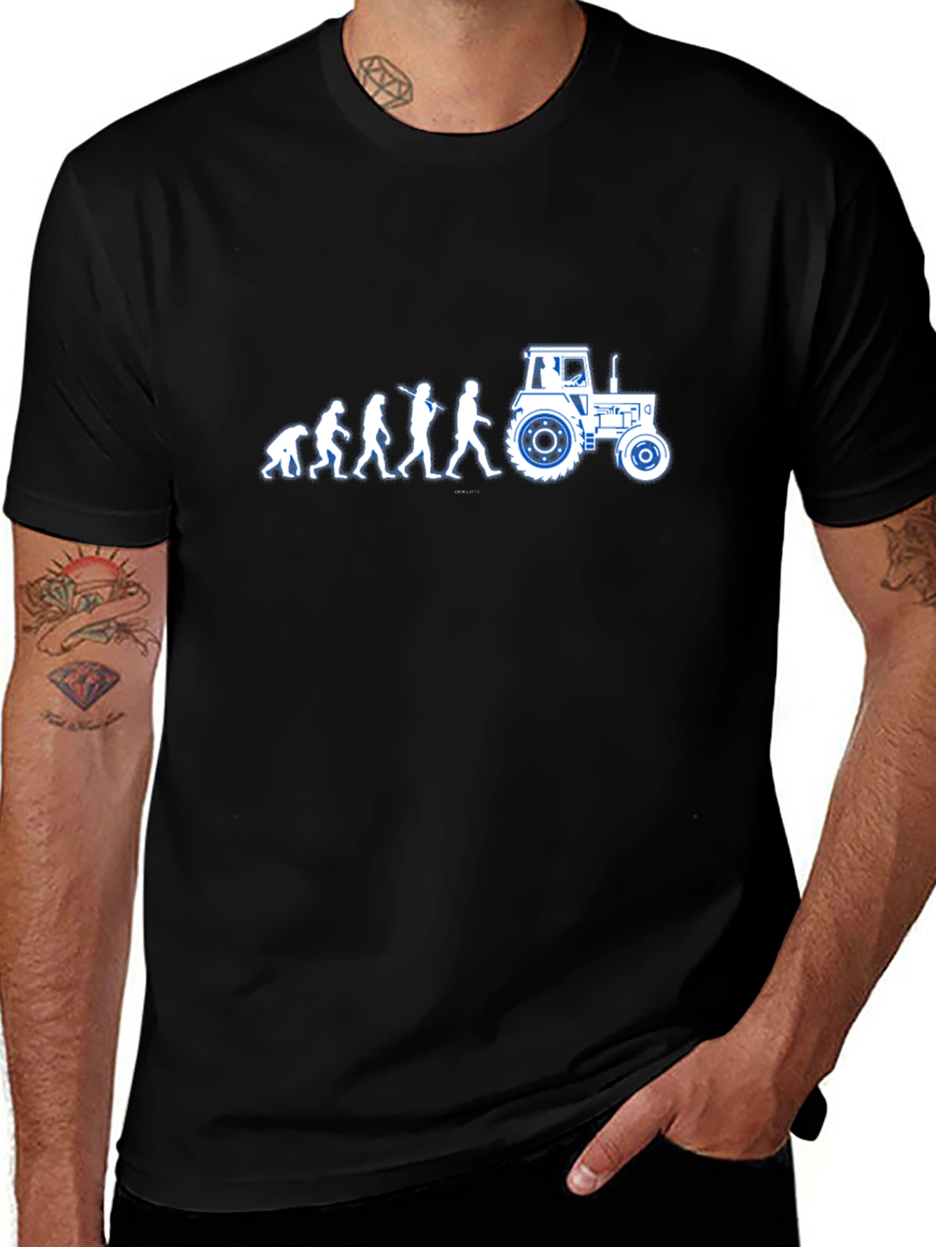 Variant 16 of Evolution to Tractor T-Shirt - Black