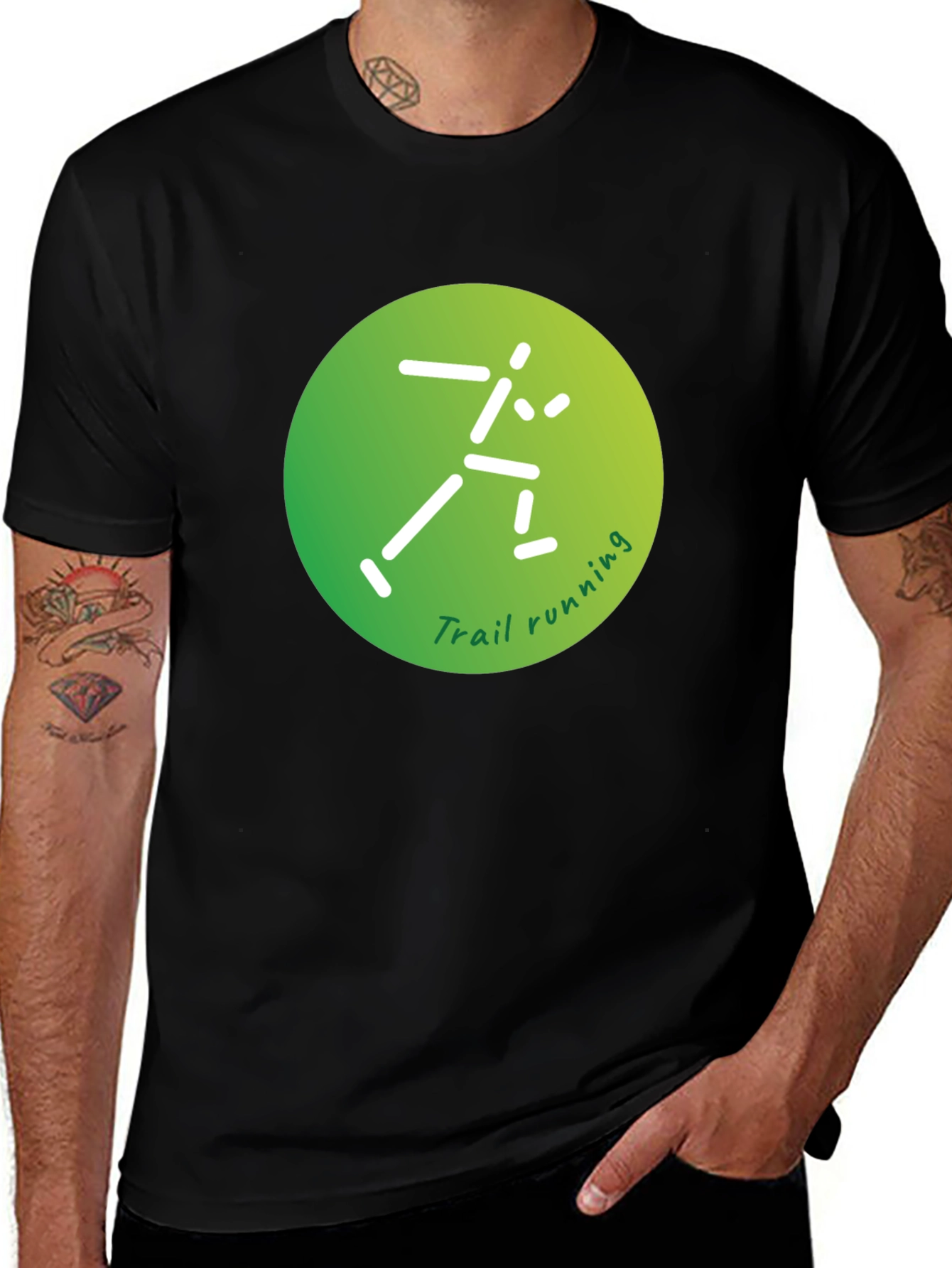 Variant 24 of Trail Running Graphic T-Shirt - Black