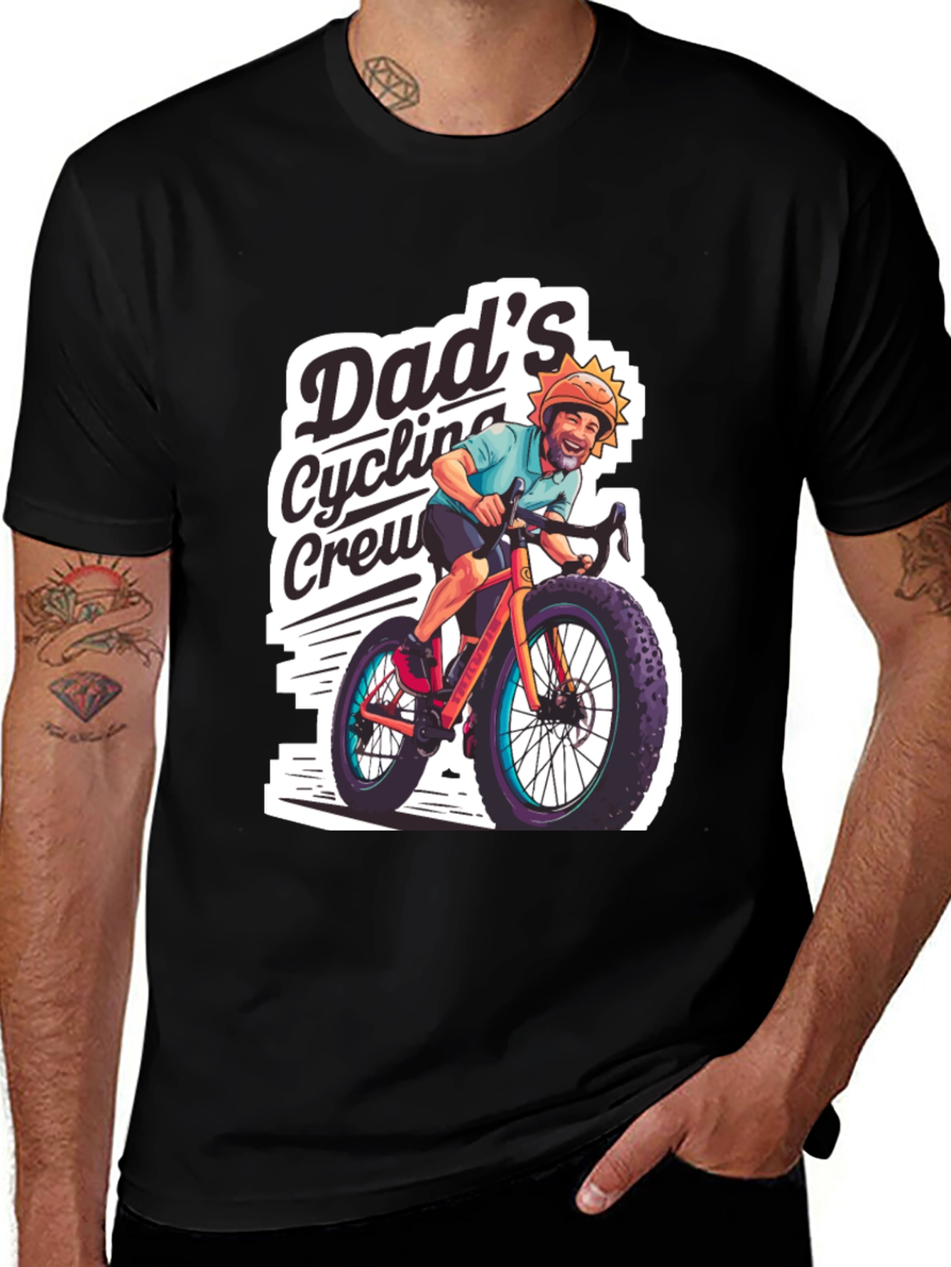 Variant 17 of Dad's Cycling Crew Black Graphic Tee