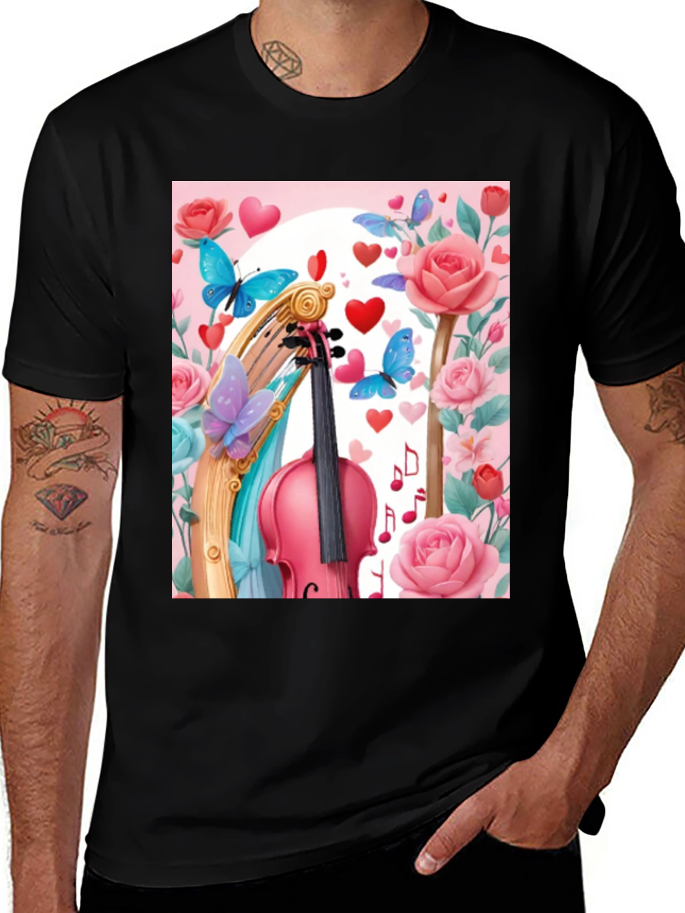 Variant 7 of Floral Violin Graphic Tee