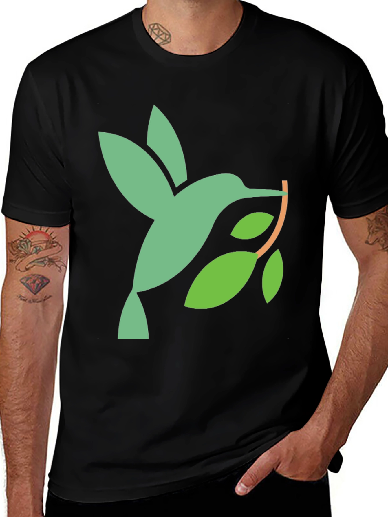 Variant 7 of Hummingbird Graphic Tee - Black Cotton Blend