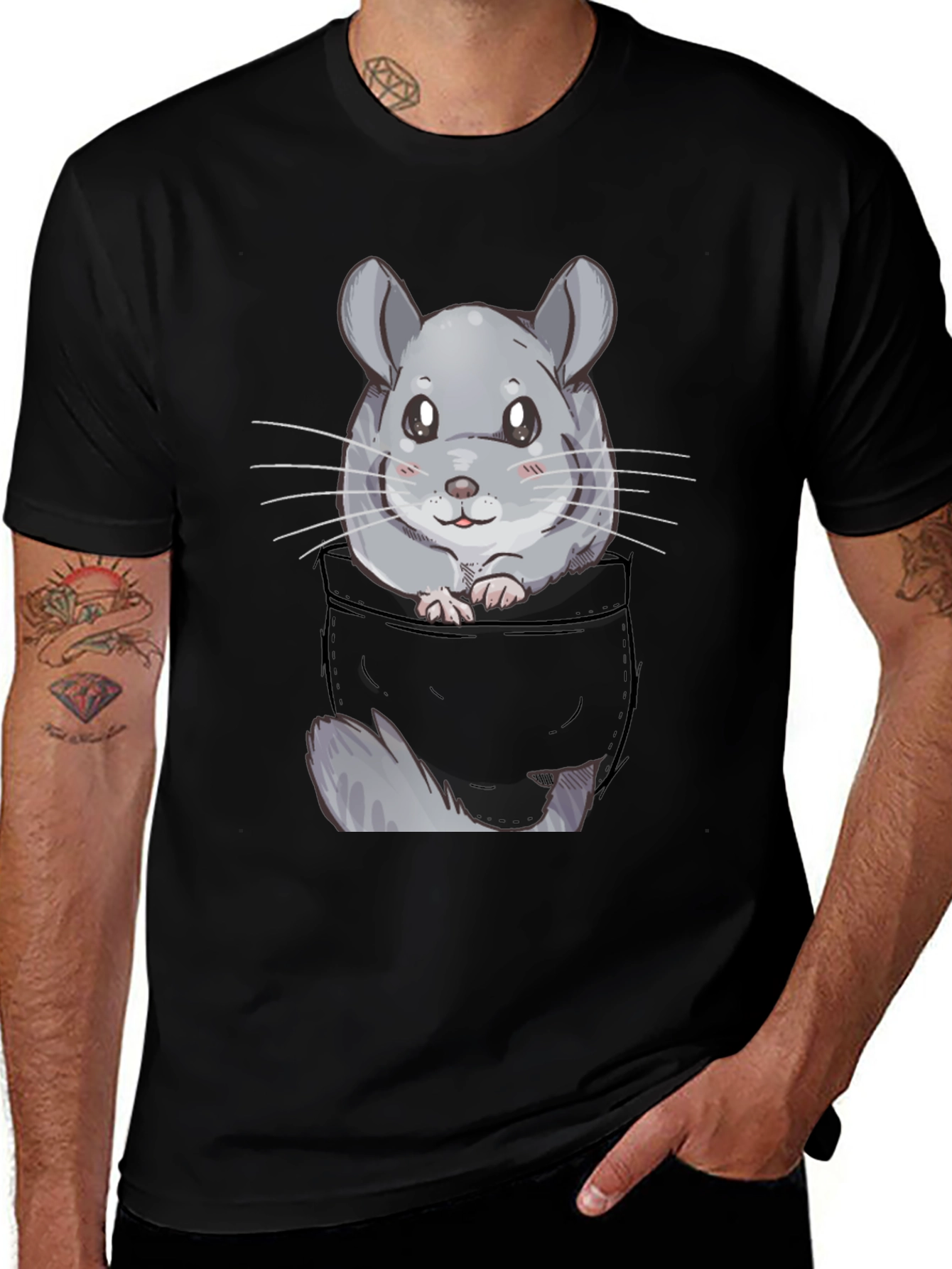 Variant 30 of Chinchilla Pocket T-Shirt - Cute Cartoon Animal Tee