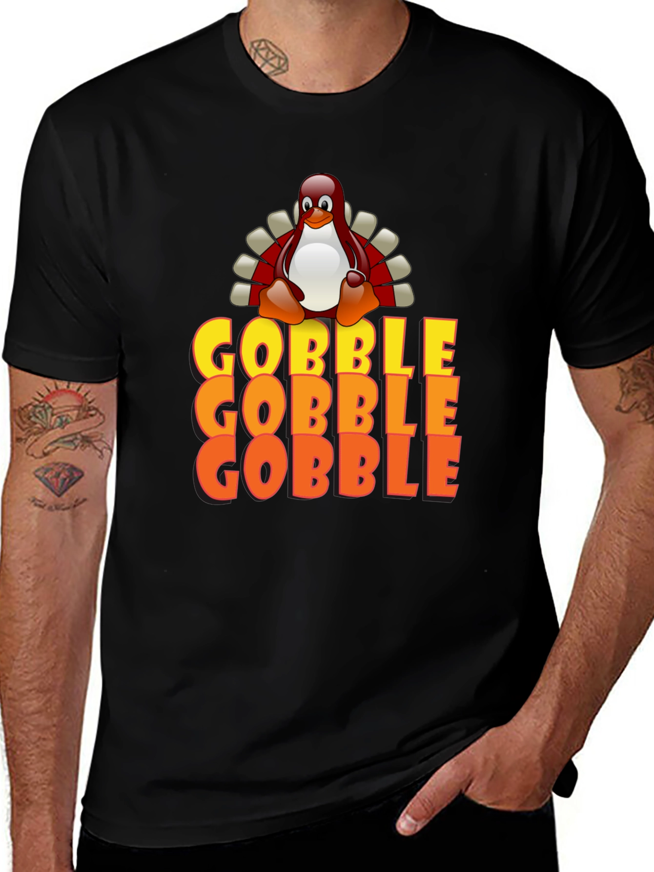 Gobble Thanksgiving Linux Penguin T-Shirt
