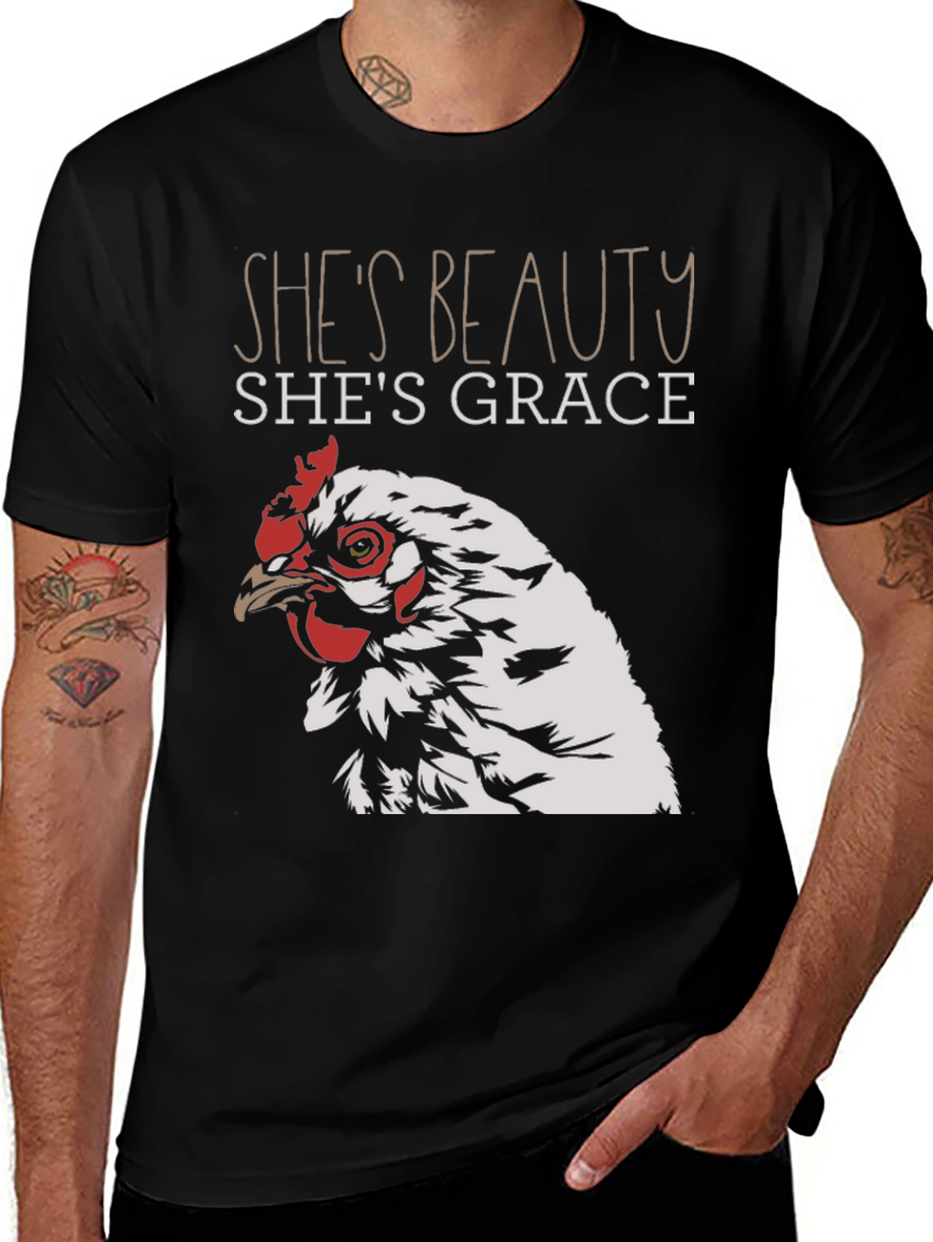 Variant 21 of She's Beauty She's Grace Chicken Graphic T-Shirt