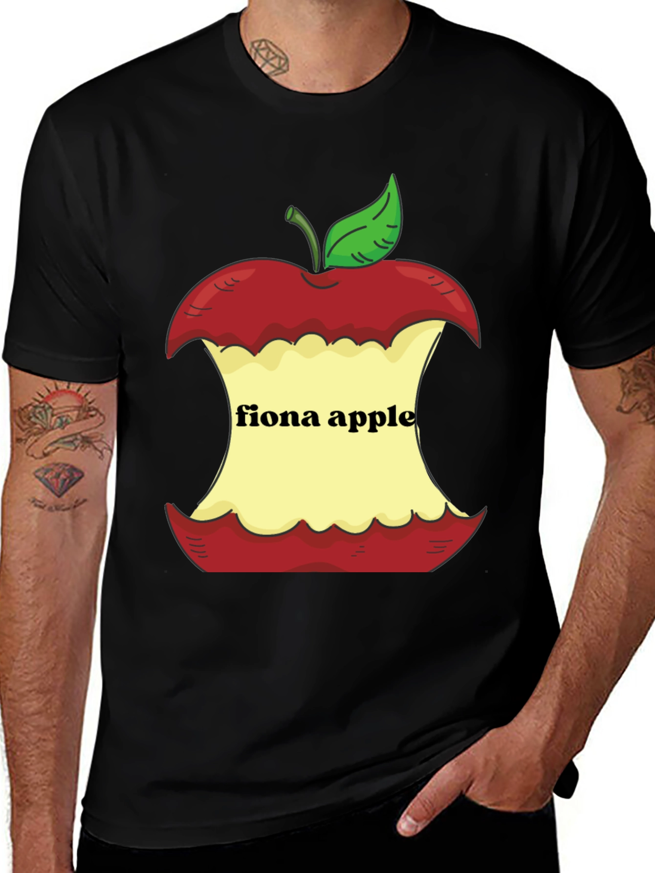 Black Fiona Apple Core Graphic Tee - Black Cotton Casual main image