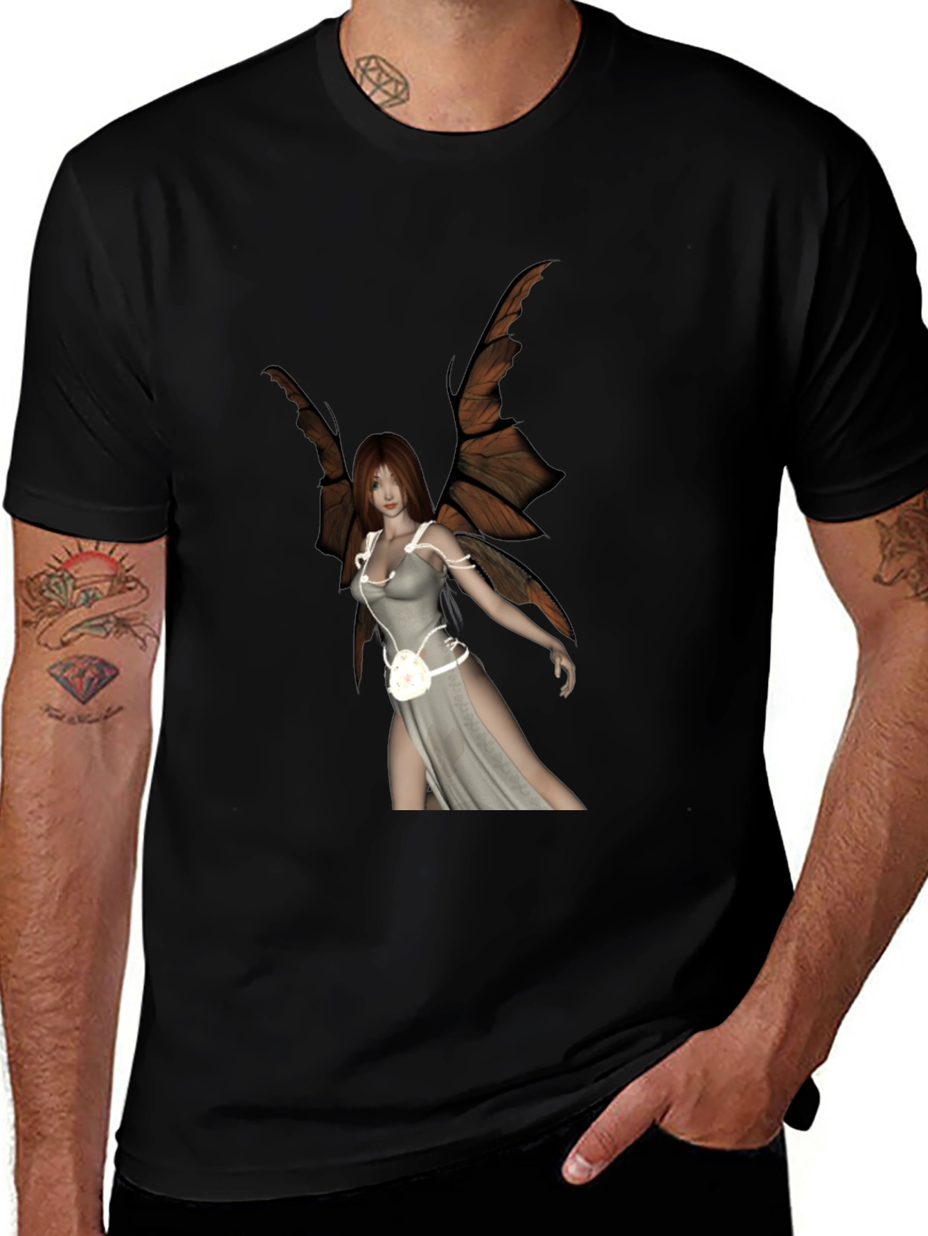 Variant 13 of Winged Fairy Graphic Black T-Shirt