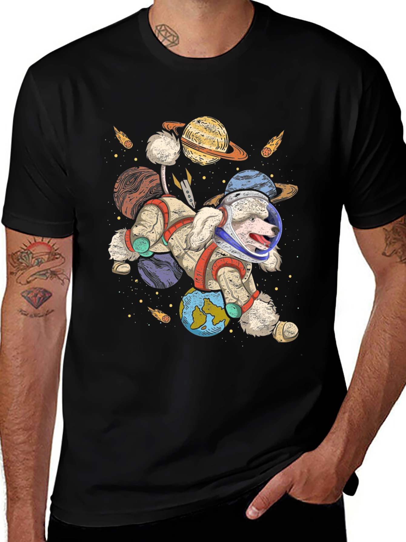 Variant 30 of Astronaut Dog T-Shirt - Space Poodle