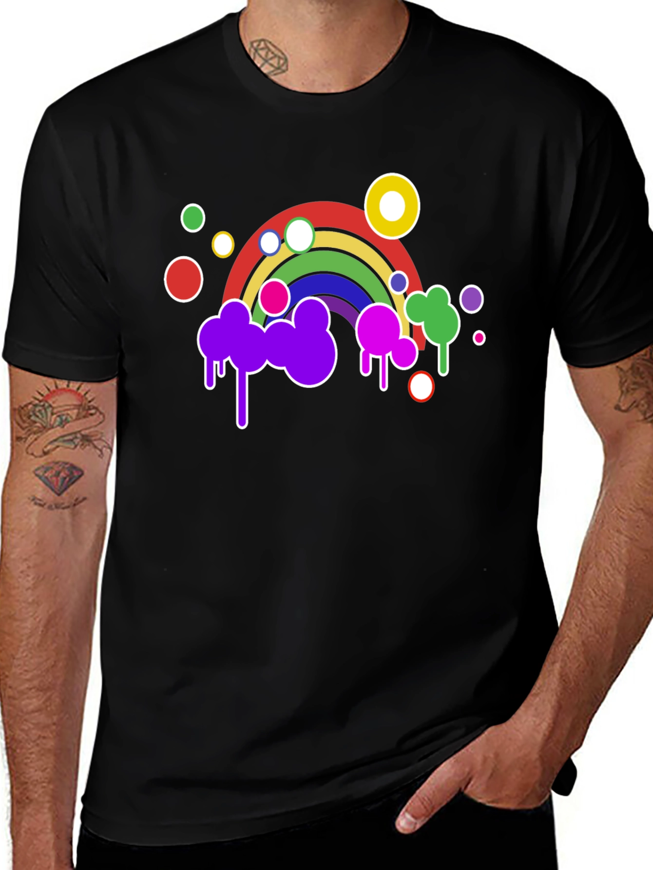 Variant 29 of Rainbow Drip Graphic Tee - Men's Black T-Shirt